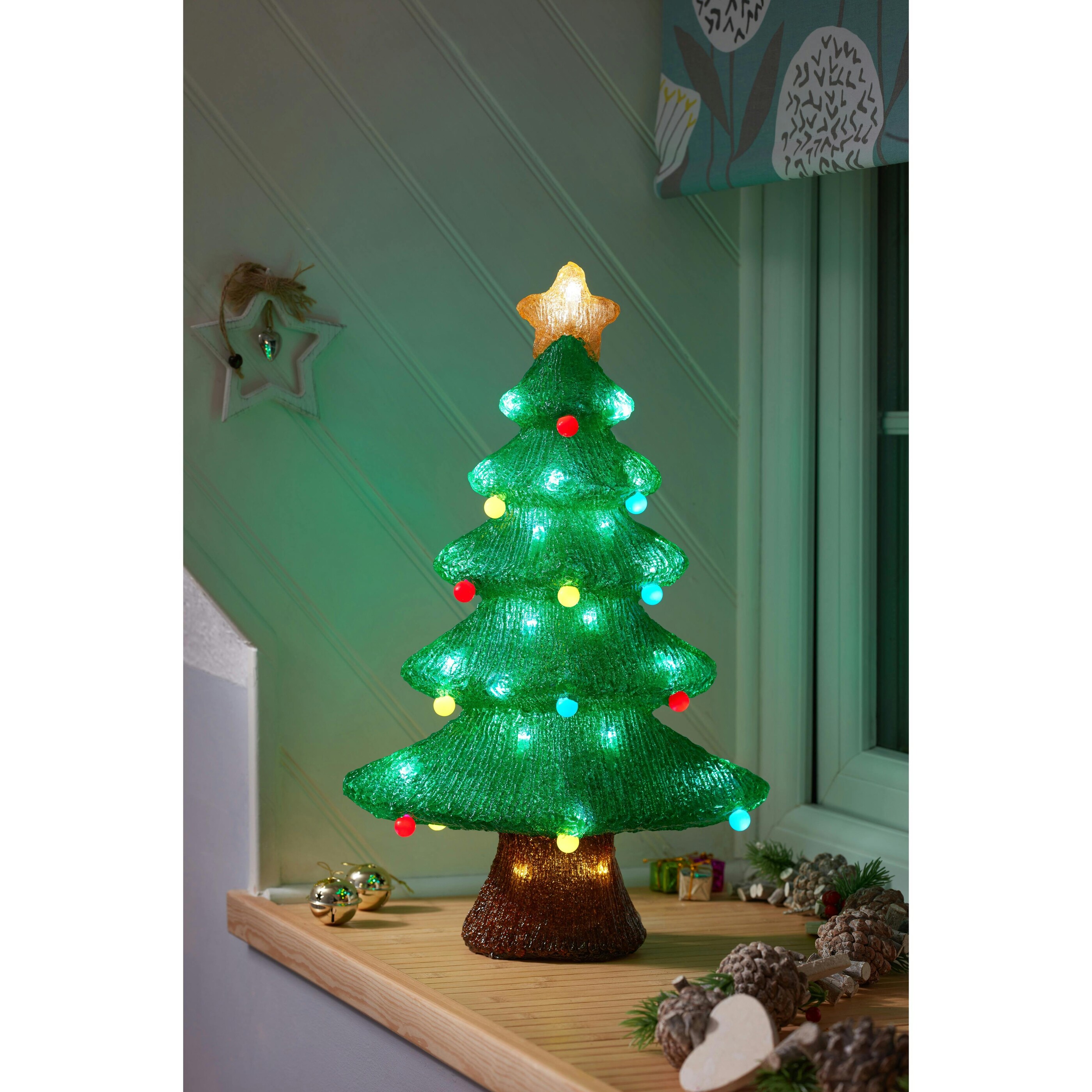 Mysmartbuy White/Light Inlit Ice Bauble Tree - One Size