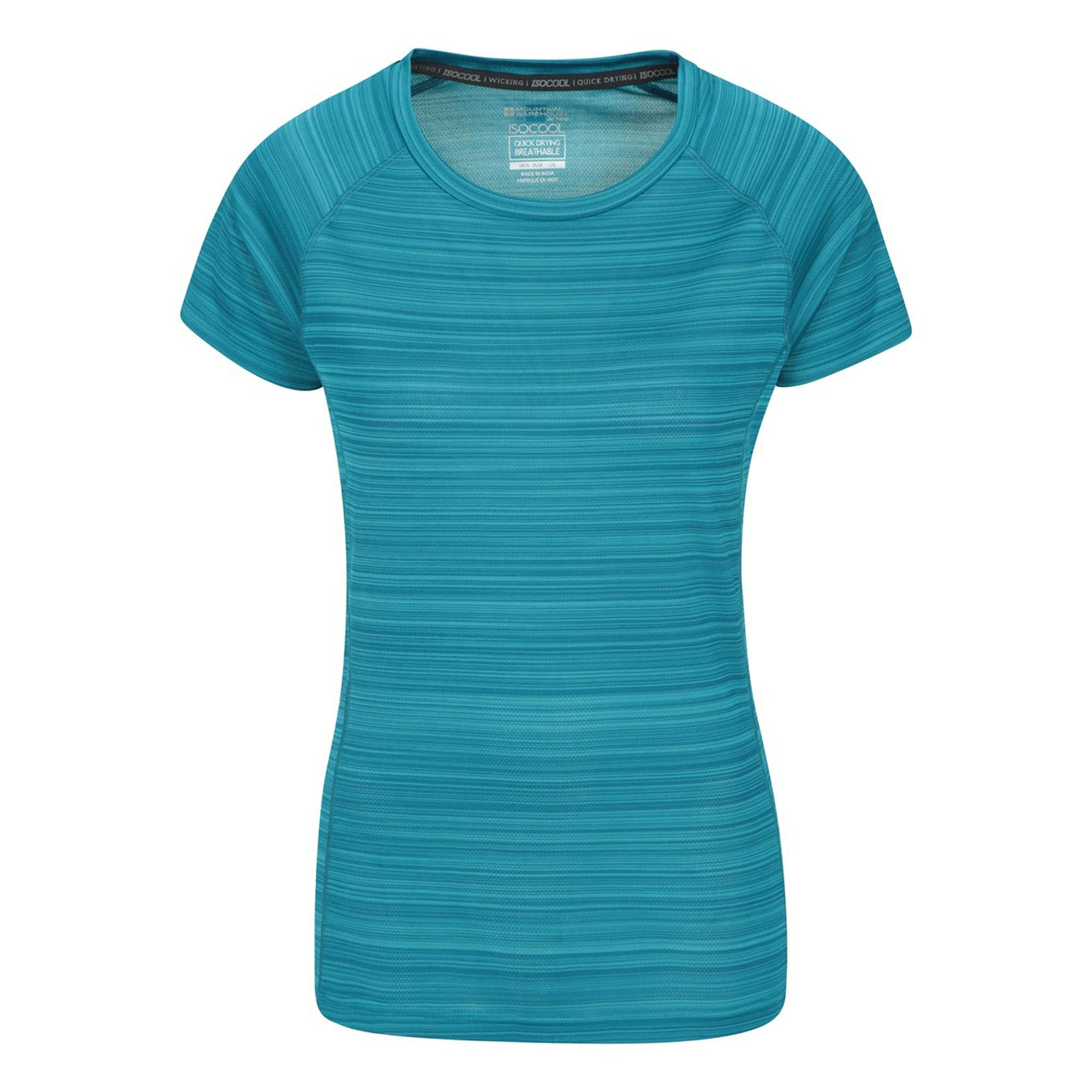 Mountain Warehouse Women's / Endurance Striped T-Shirt - Teal - 14 Uk - Teal - 100% Polyester