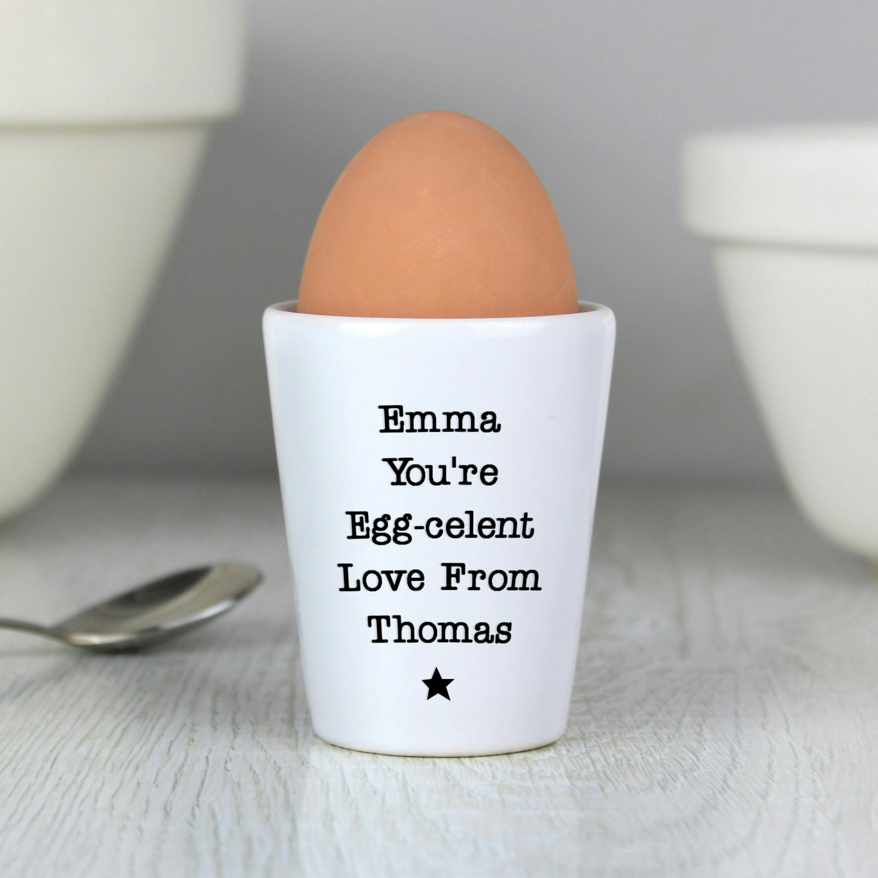 Rackhams Personalised Star Free Text Egg Cup