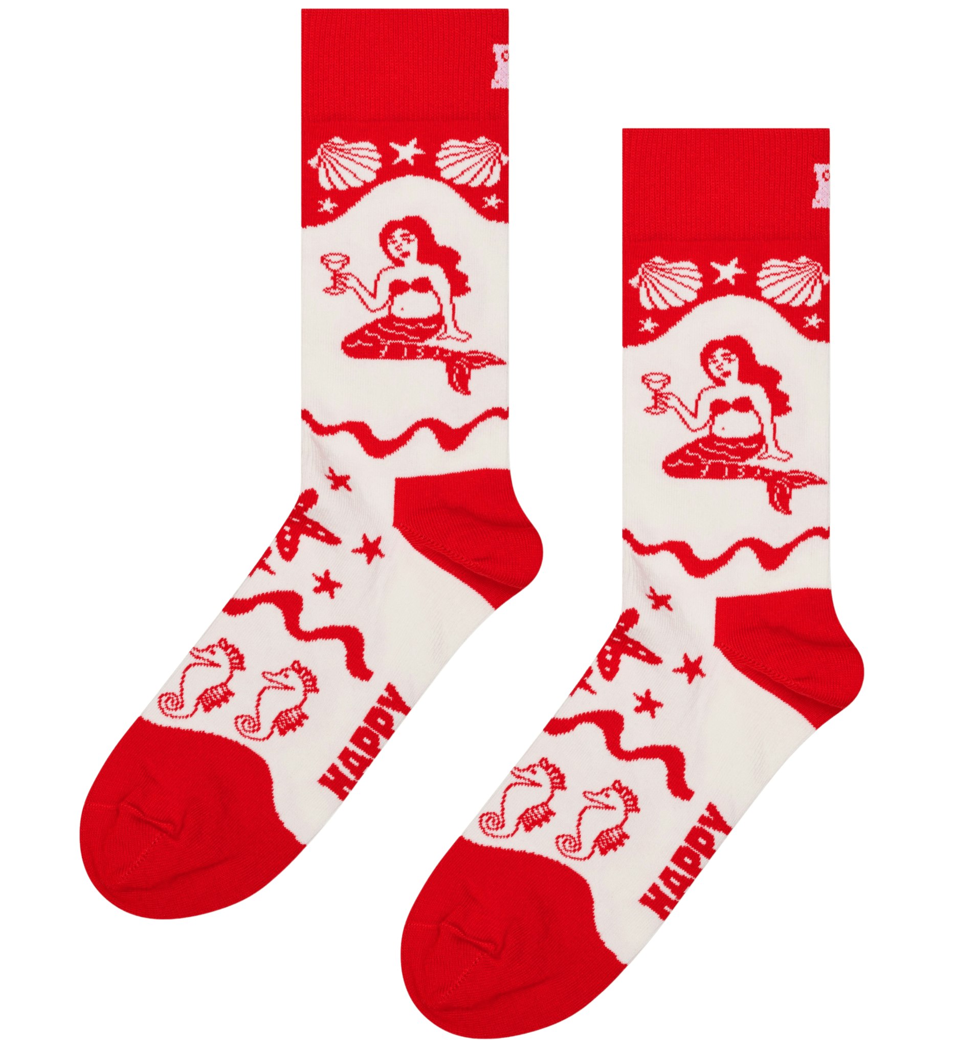 Happy Socks Unisex White Mermaids Socks, - Eur 41-46