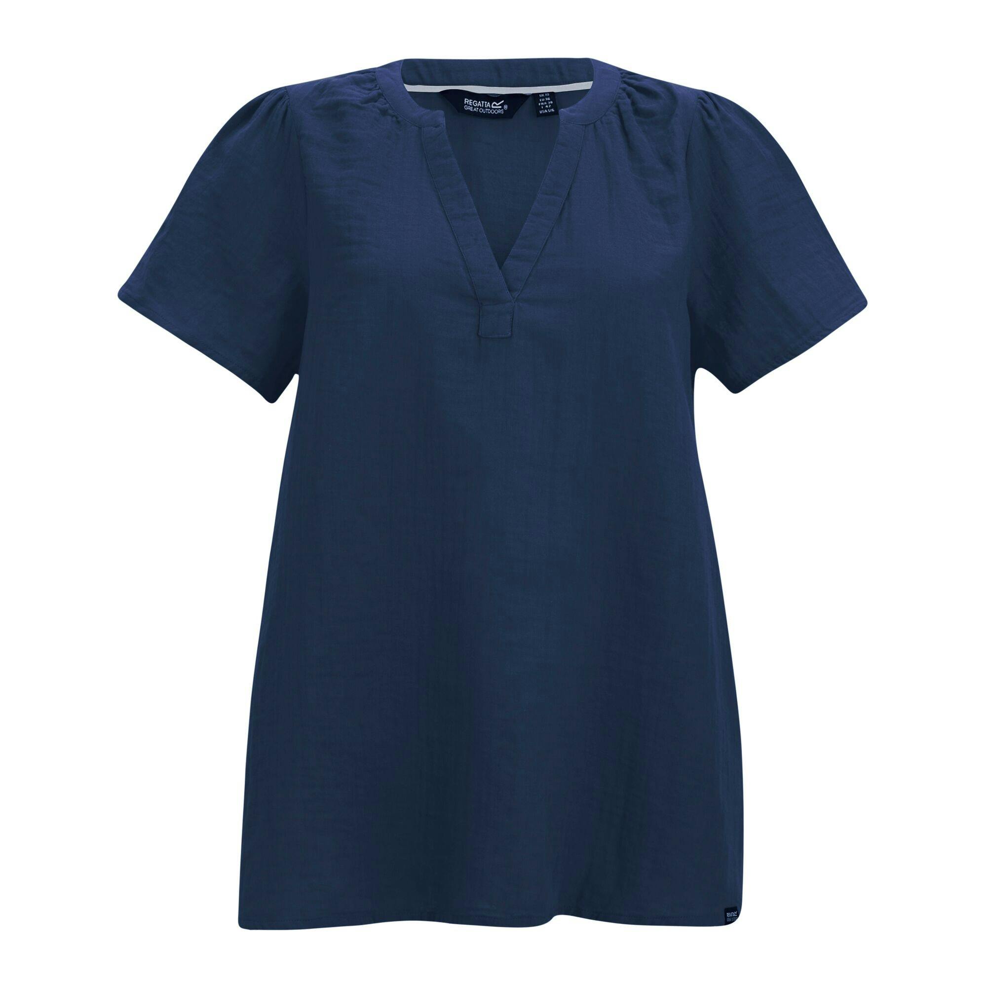 Regatta Women's Blue Selen Short-Sleeved Shirt - Navy - 16 Uk - Navy - 100% Cotton