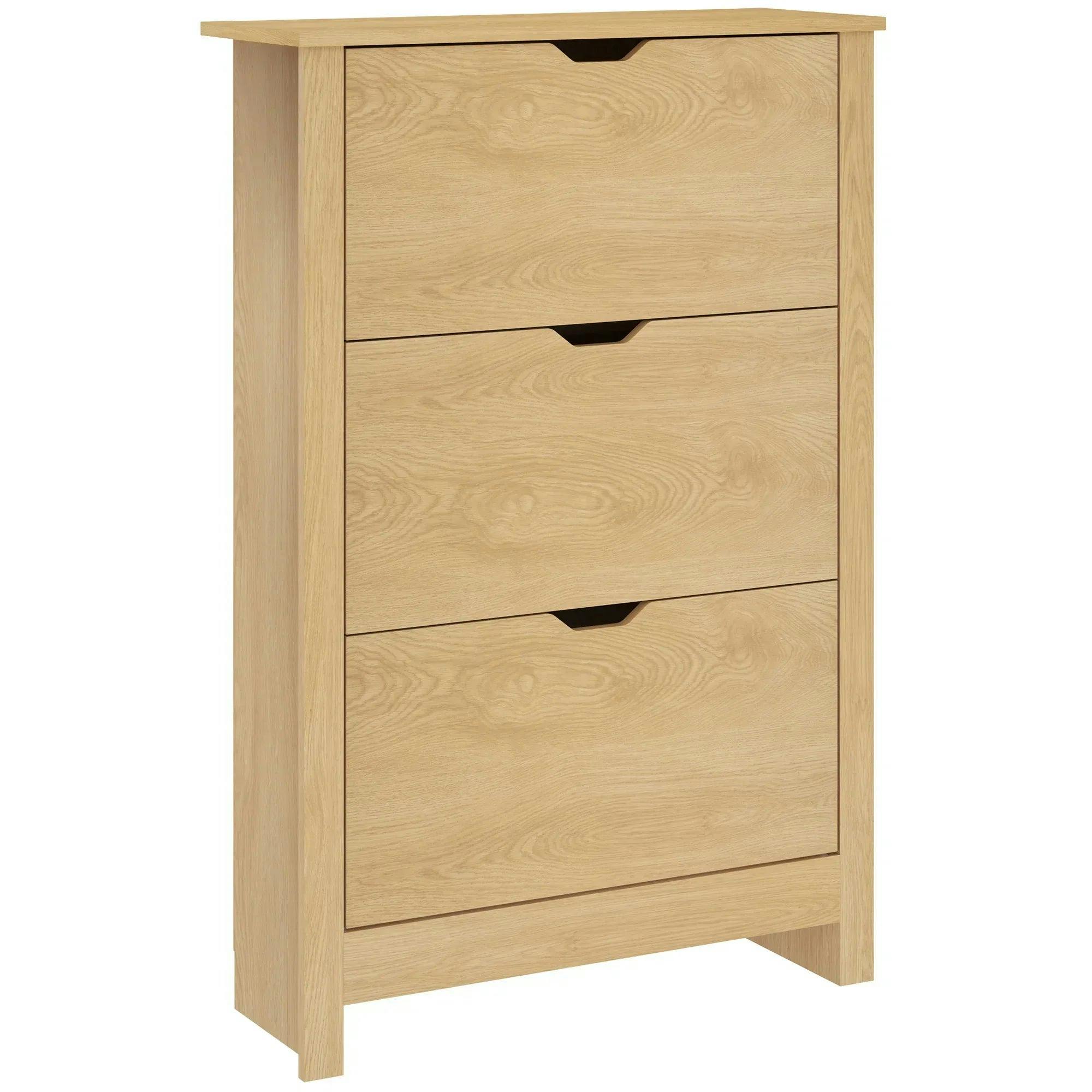 Homcom Unisex Natural 18-Shoe Storage Cabinet Shelves 3 Drawers In Size 6 - Image 7