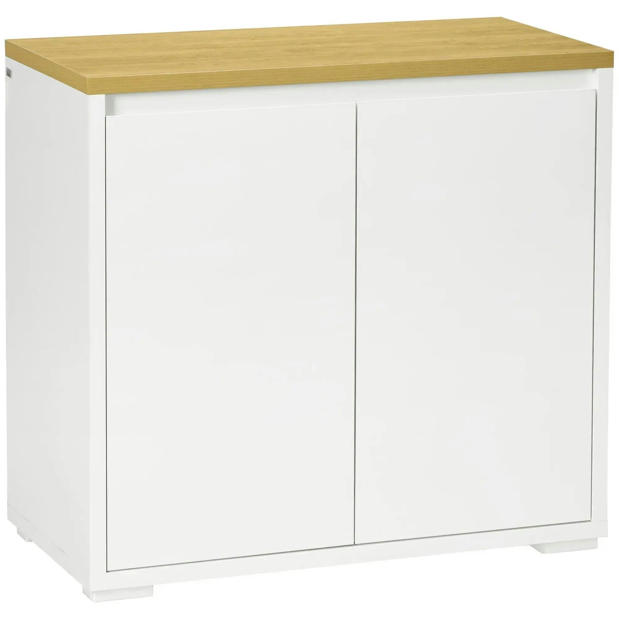 Modern Sideboard Cabinet Double Door Storage Cupboard White Oak Buffet Unit - Image 7