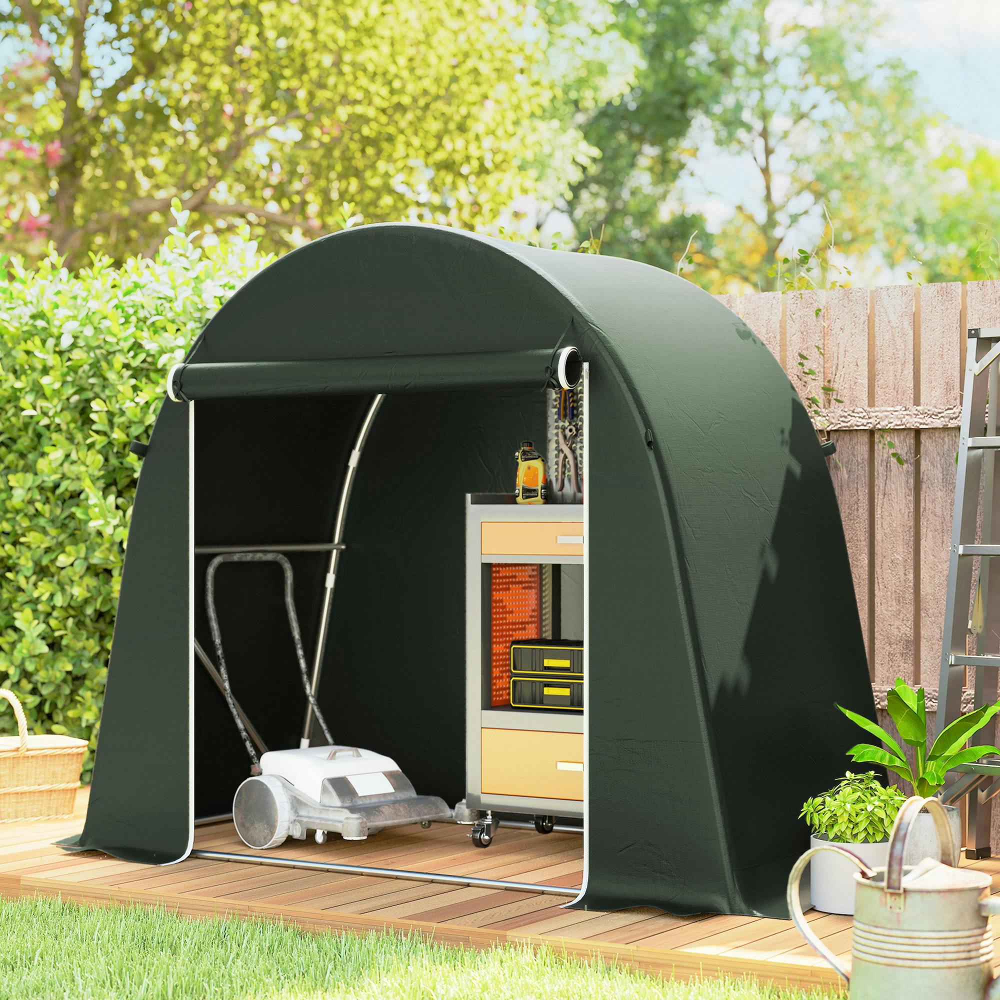 Rackhams Dark/Grey/Green 8 X 4 Ft Garden Storage Shed Tent Bike Tent, - 245W X 120D X 200H Cm