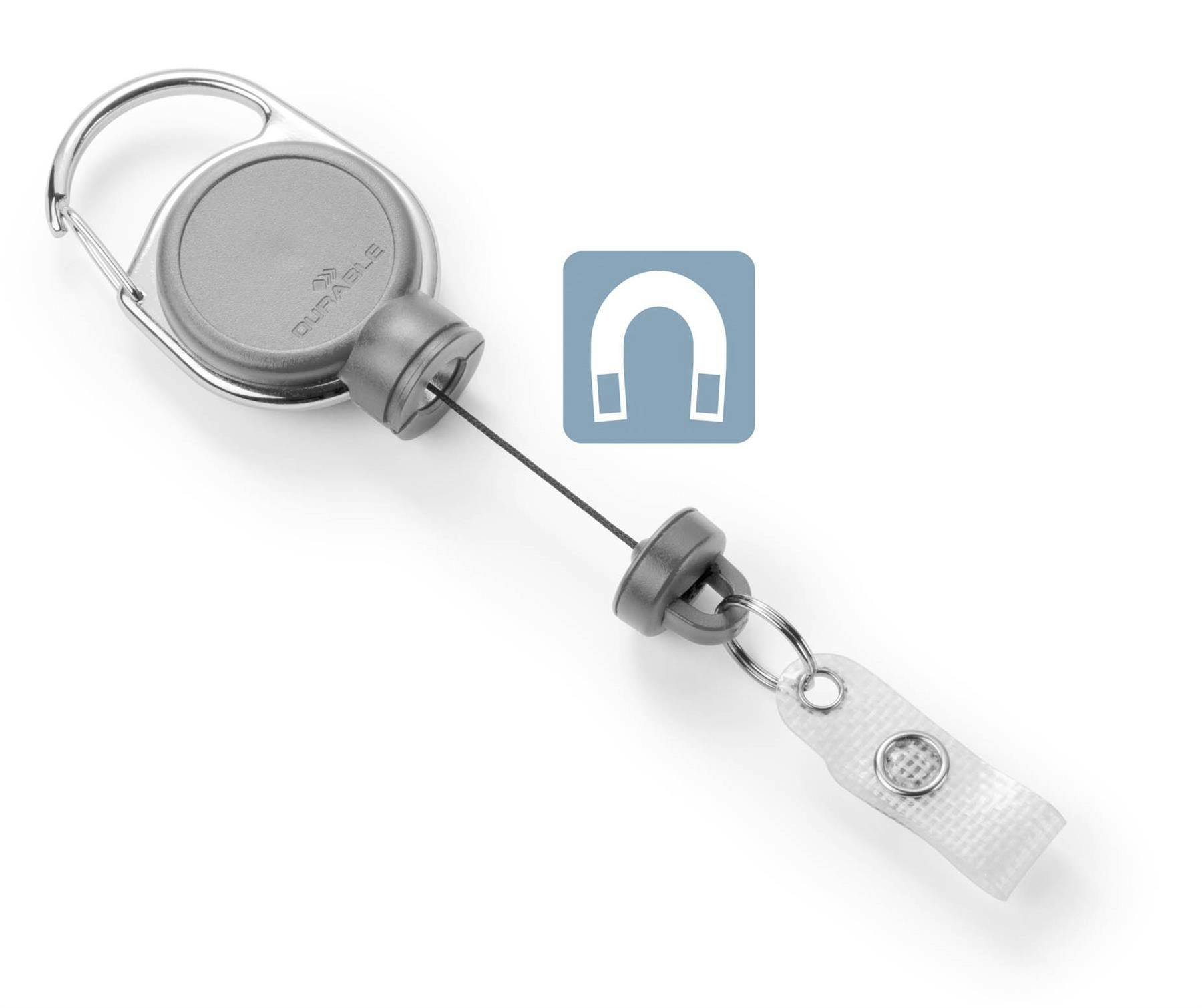 Durable Grey Extra Strong Retractable Clip Badge Reels For Id & Keys |