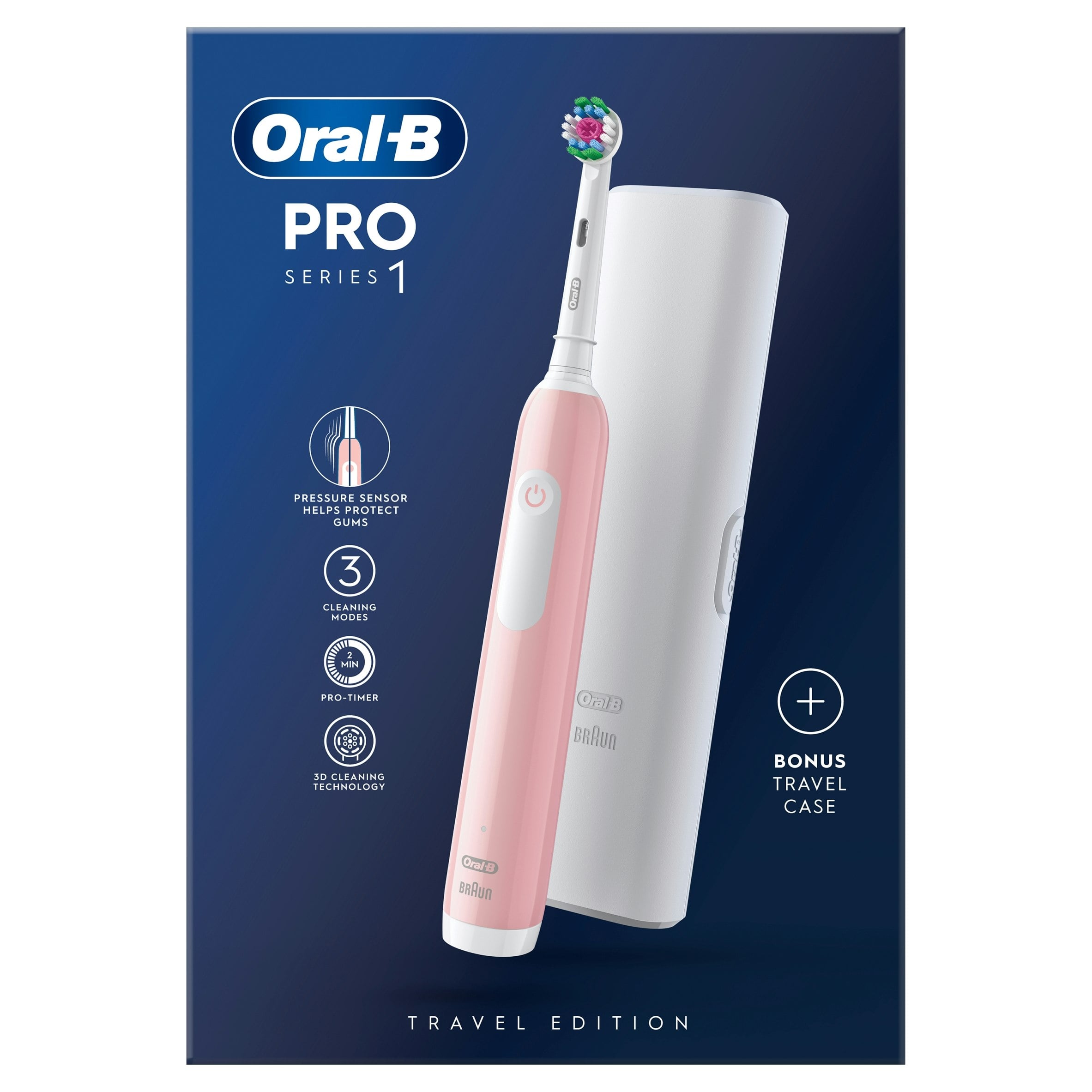 Oral-B Pink Pro Series 1 Electric Toothbrush, Designed By Braun