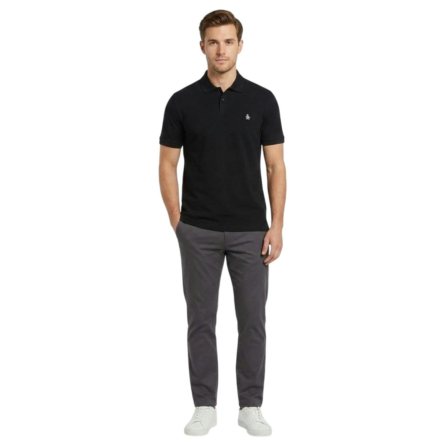 Original Penguin Men's Black Embroidered Logo Polo Shirt - S - 100% Cotton