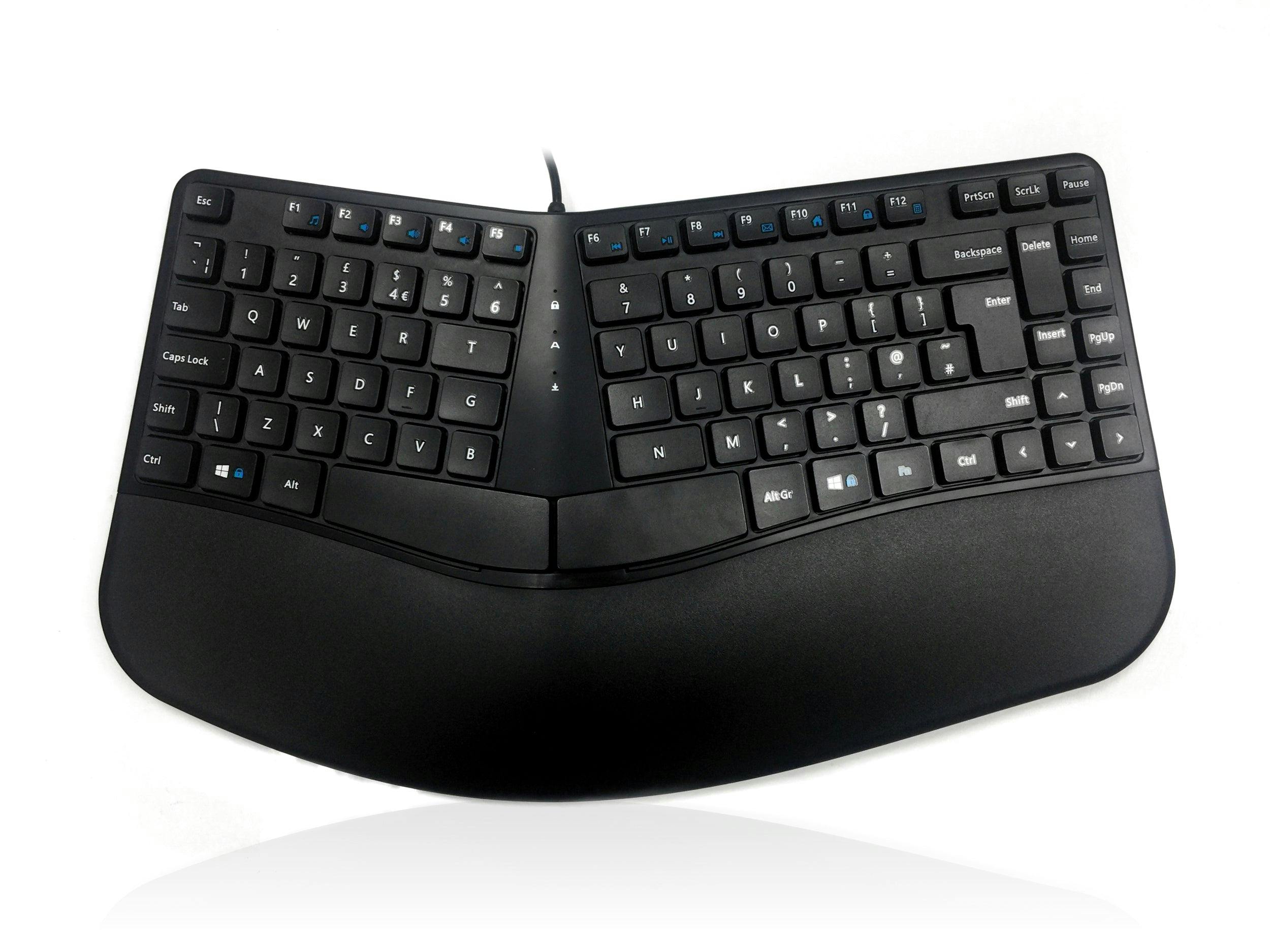Accuratus Contour - Usb Sculptured Ergonomic Split Key Multimedia Keyboard With Reverse Tilt - Uk English