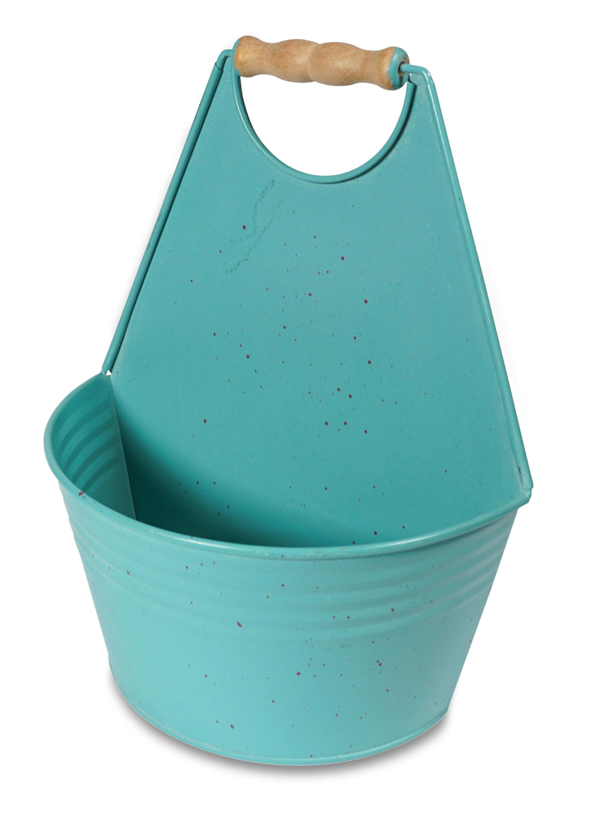 St Helens Blue Vintage Metal Wall Planter With Handle