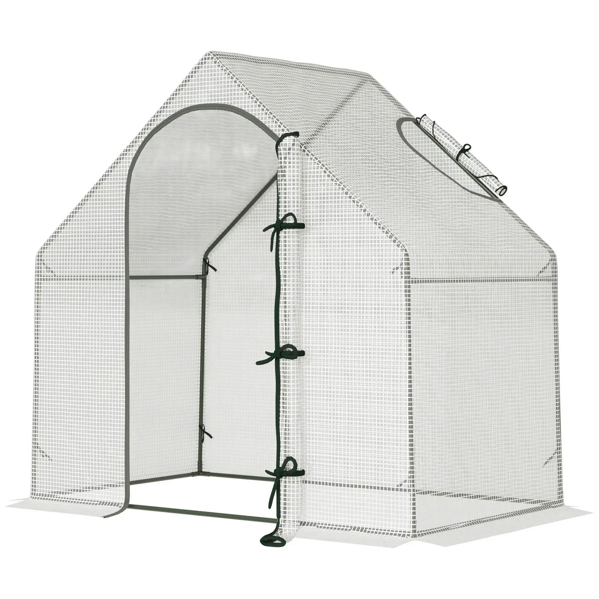 Rackhams White Walk-In Portable Greenhouse Mini Grown House Steel Frame Window - Image 5