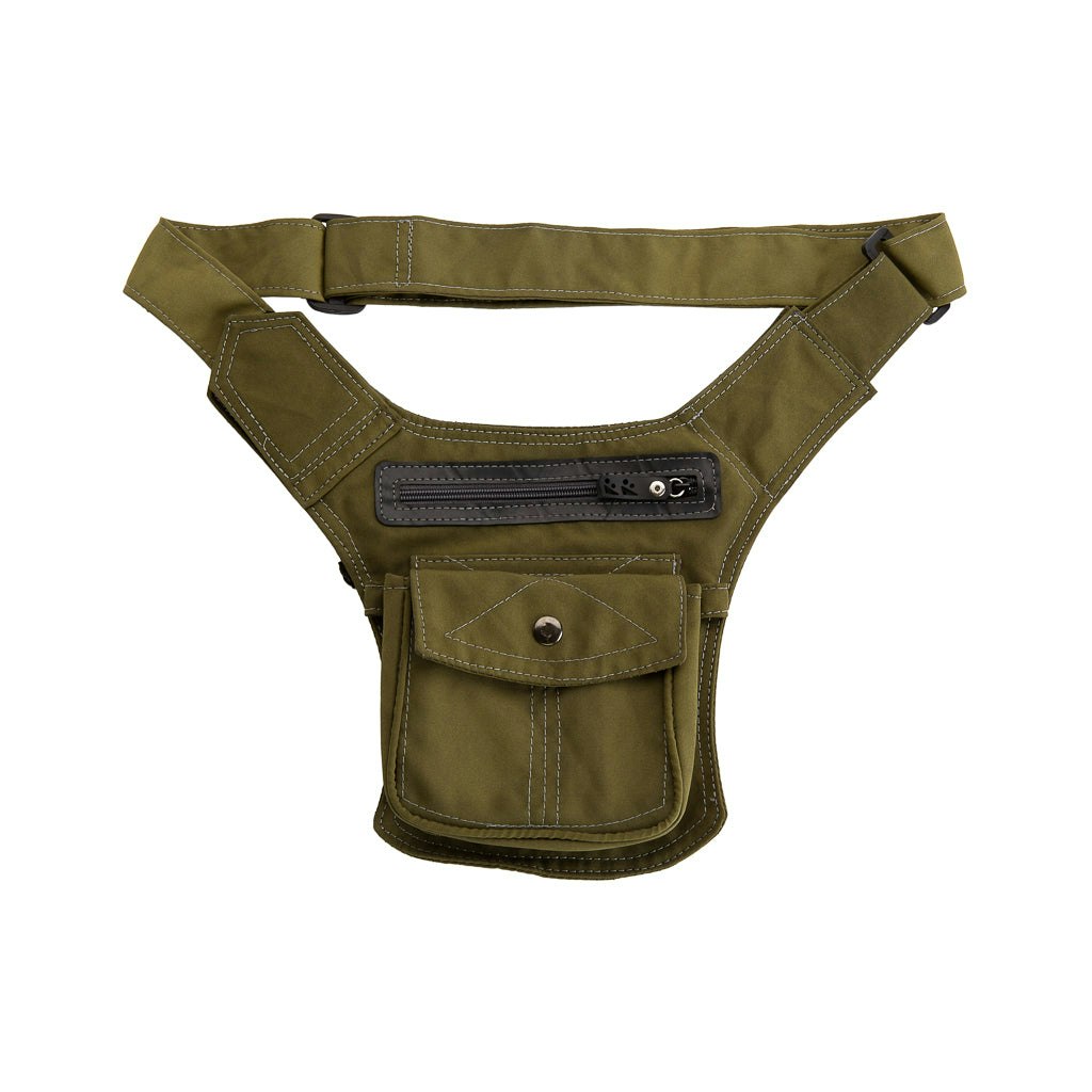 Paguro Donald Recycled Canvas Vegan Crossbody Bag - Olive