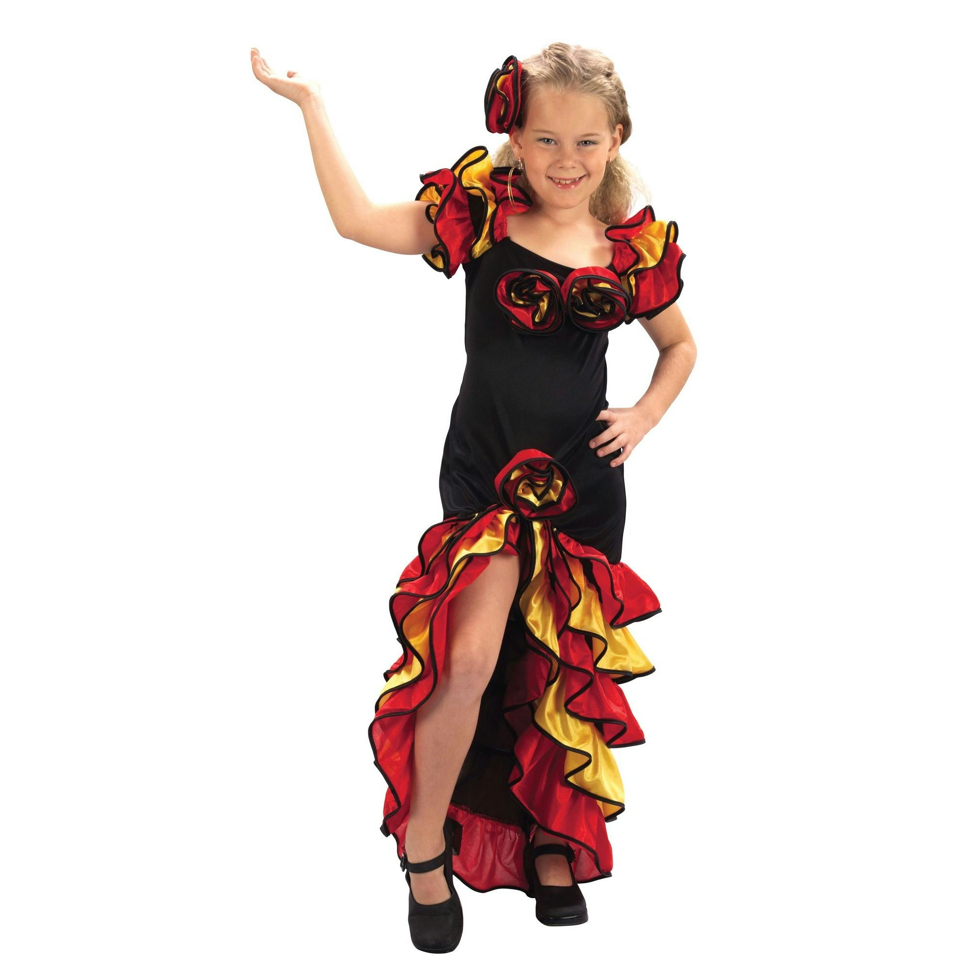 Bristol Novelty Girls Black/Red/Yellow Childrens/S Rumba Costume - S