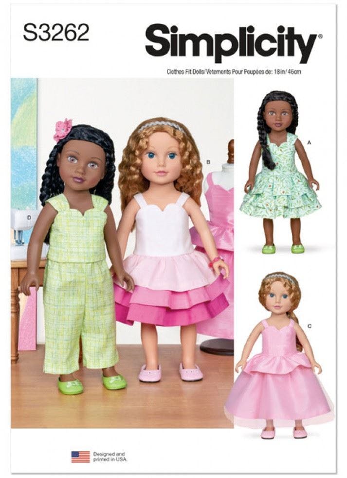 Simplicity Sewing Pattern 3262, Doll Clothes Os (One Size) - Intermediate - Os (One Size)