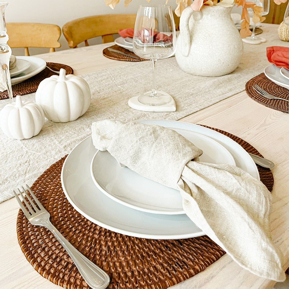 Coastal Villa Homeware Brown Oval Rattan Dinning Placemats - Honey