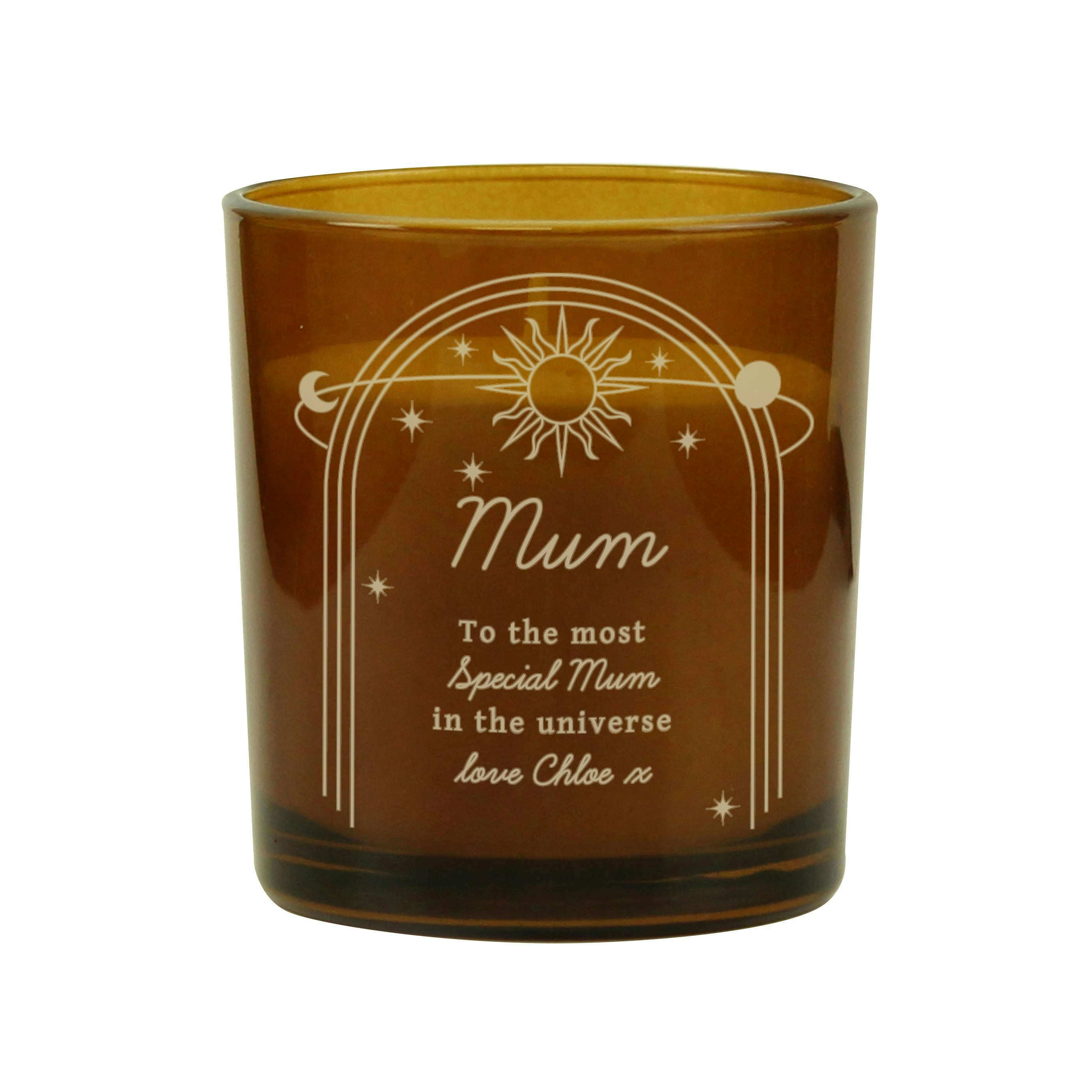 Rackhams Amber Personalised Celestial Glass Candle