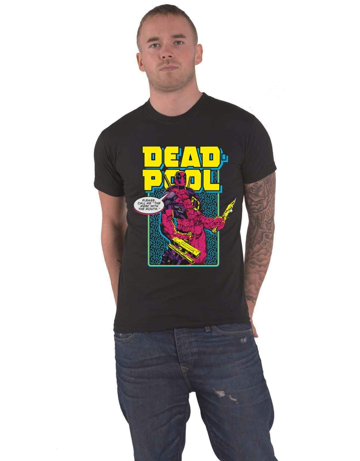 Paradiso Clothing Men's Black Marvel Deadpool T Shirt Comic Merc New Official Marvel Comics - Xl