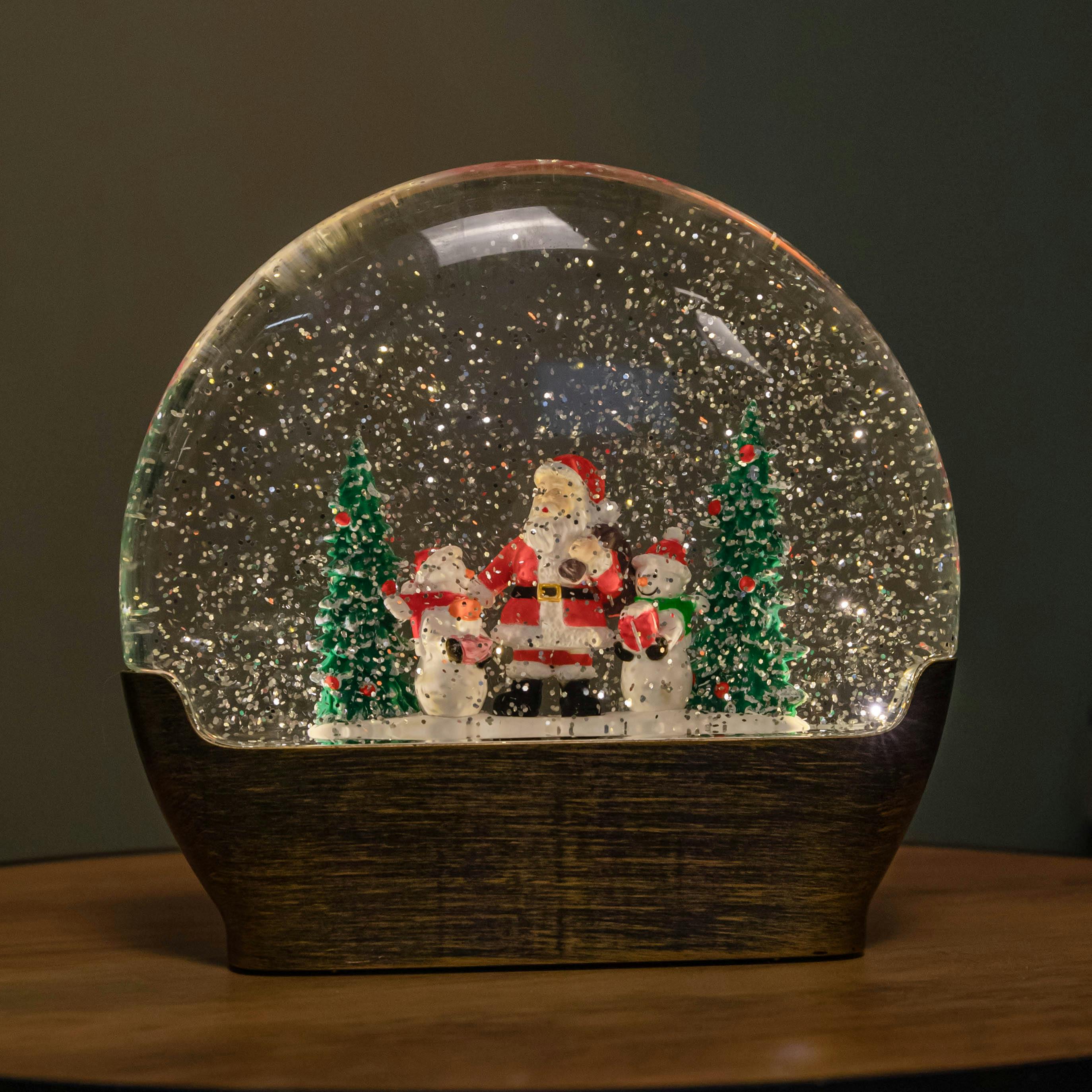 Snow Time 19Cm Battery Operated Light Up Christmas Water Dome With Santa & Snowman Scene - Image 2