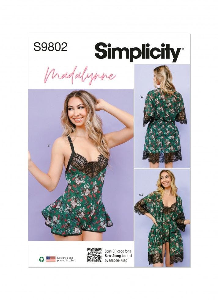 Simplicity Women's Sewing Pattern 9802, Robes, Pyjamas For Aa (Xs-S-M-L-Xl) - Intermediate - Aa (Xs-S-M-L-Xl)