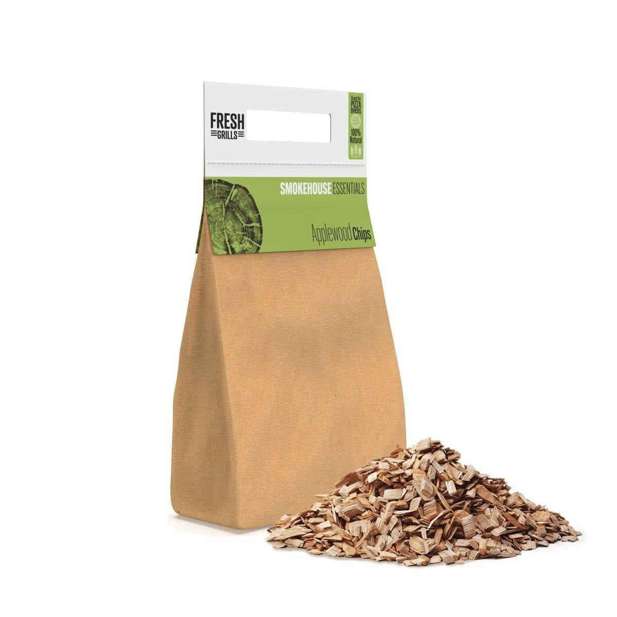 Rackhams Wood Chips For Bbq Grill, Wood Fired Pizza Oven, Kamado And Outdoor Smokers - 0.7Kg (3Ltr) - Applewood