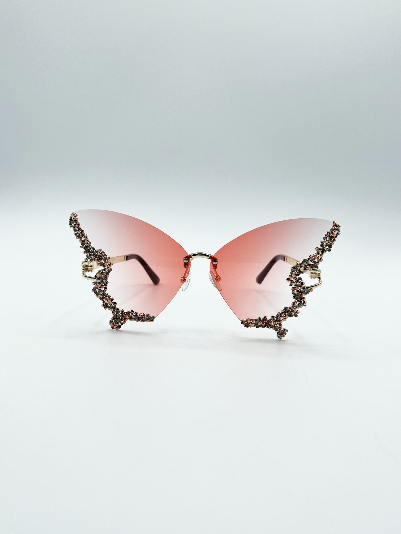 Svnx Pink Butterfly Lens With Crystal Detail In Gradient - One Size