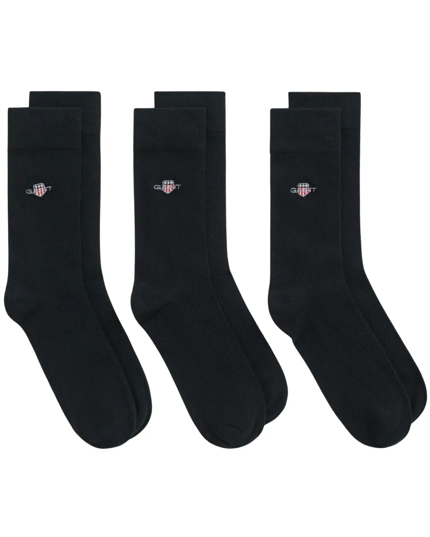 Gant Men's Black 3-Pack Shield Logo Socks, - Eur 43-45