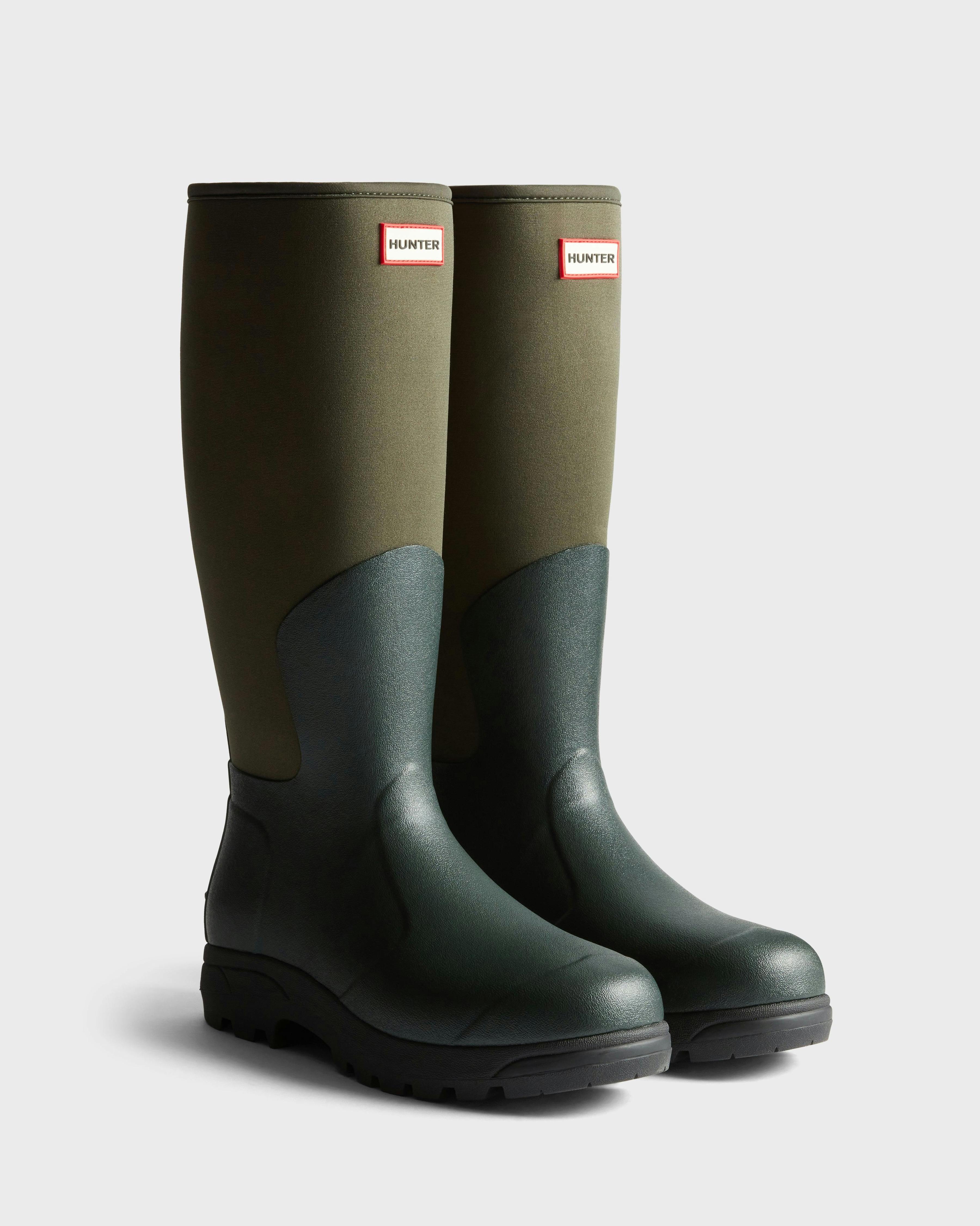 Hunter Unisex Dark/Black Balmoral Neoprene Tall Boot - Olive/ - Olive/ - Uk11 Eu45