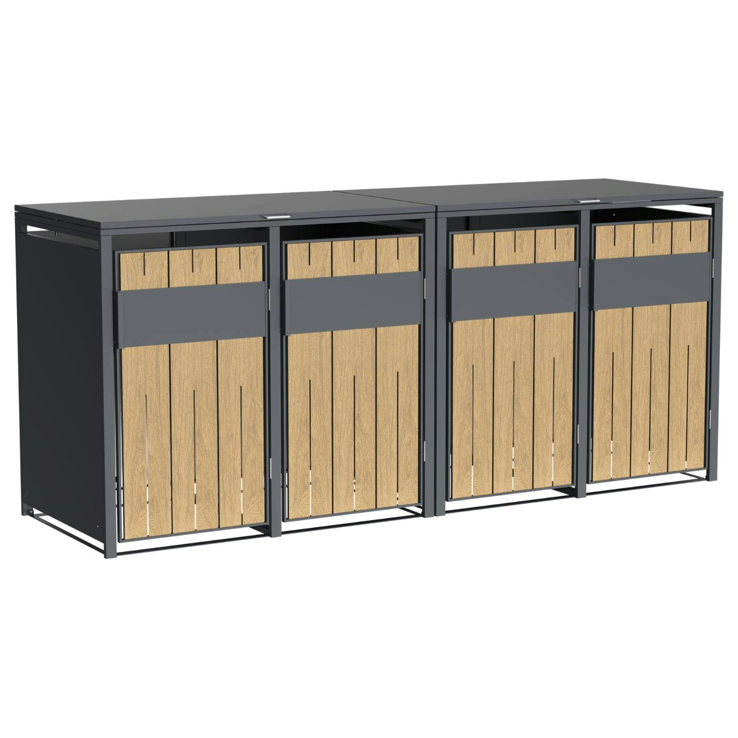 Rackhams Phoenix Gb4400aw Outdoor Quad Wheelie Bin Store For 4 X 240L Bins In Oak Effect - Oak Effect - Powder-Coated - Steel