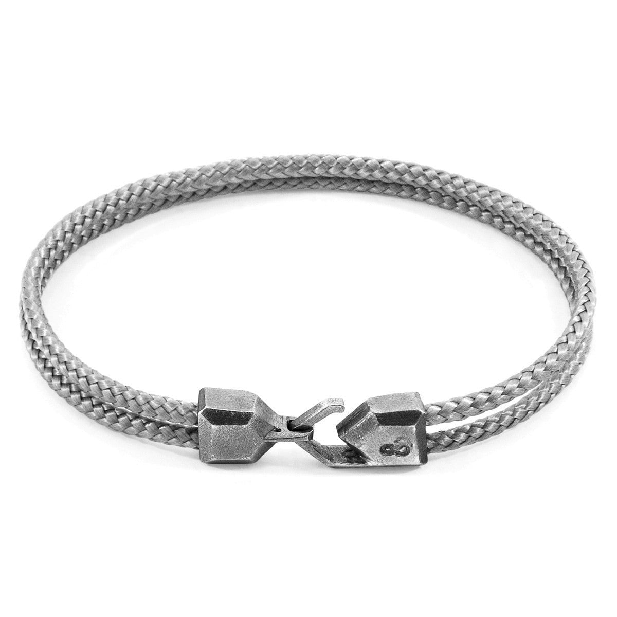 Anchor & Crew Grey/Silver Classic Cromer And Rope Bracelet - S - 19Cm