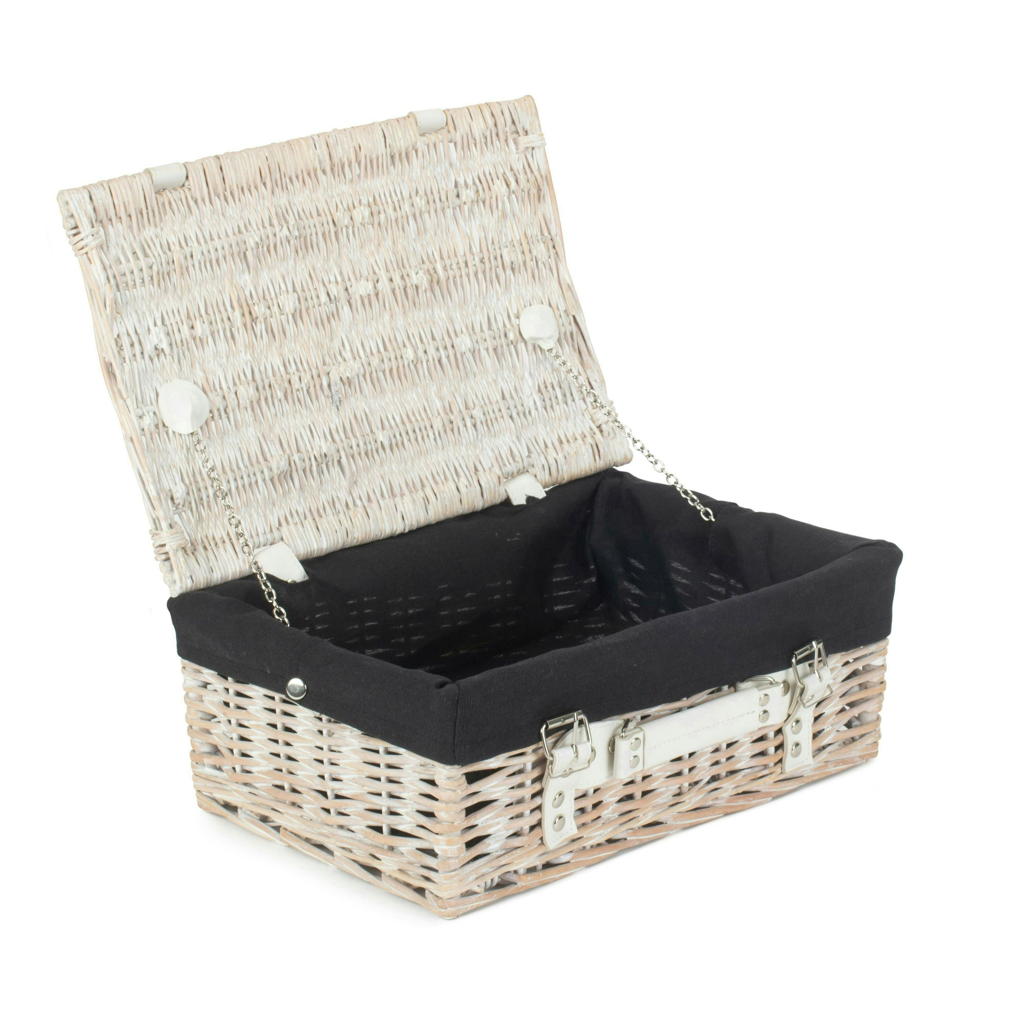Red Hamper Red/White/Black Hamper 36Cm Wash Willow Wicker Picnic Basket