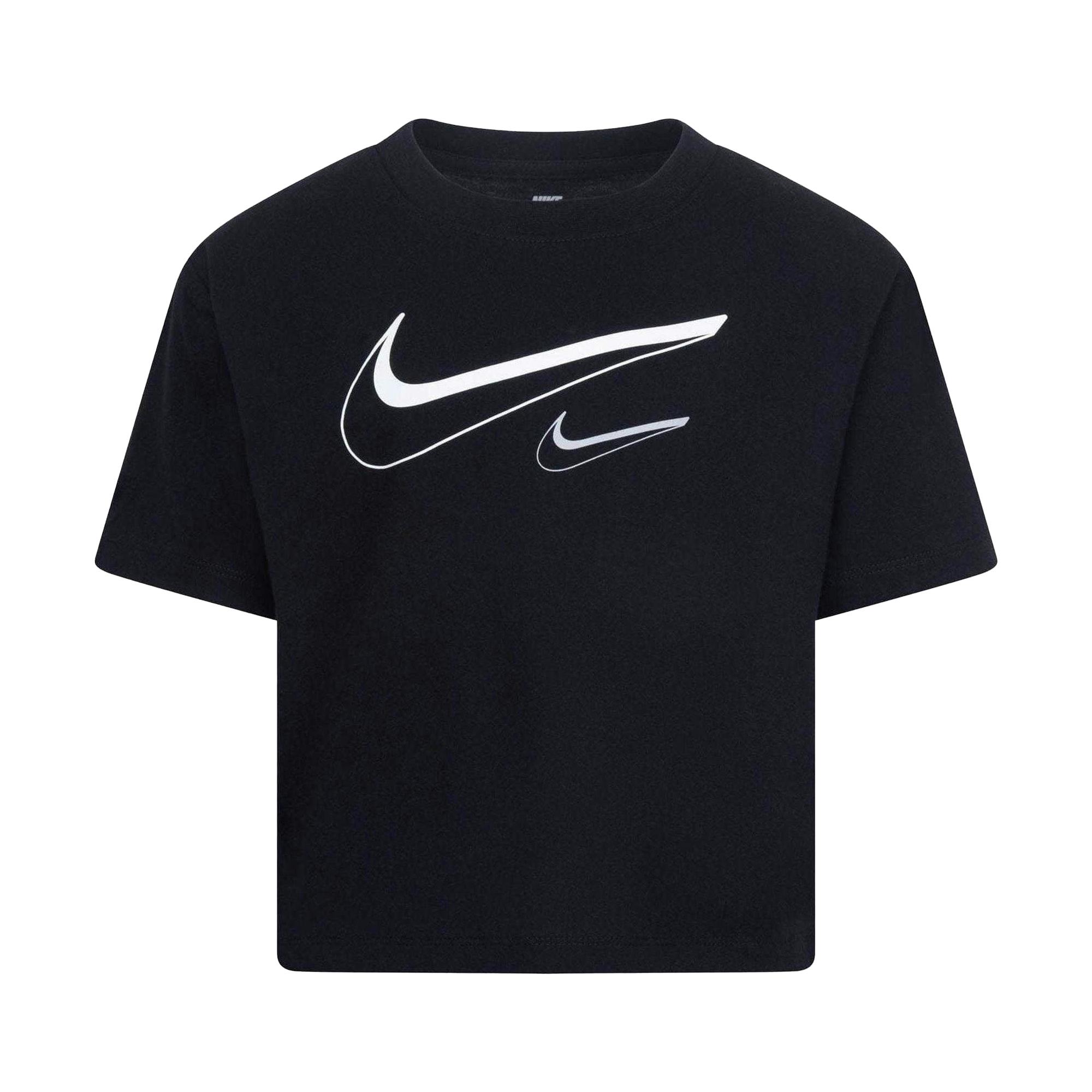 Nike Black Kids Swoosh Logo T-Shirt - 6-7 Years - 100% Cotton