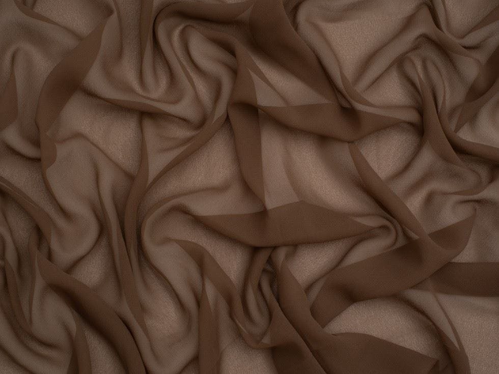 Minerva Light Core Range Sheer Chiffon Fabric - Plain Design Dressmaking Fabric, 110 Cm / 44" Wide - Per Metre - Coffee
