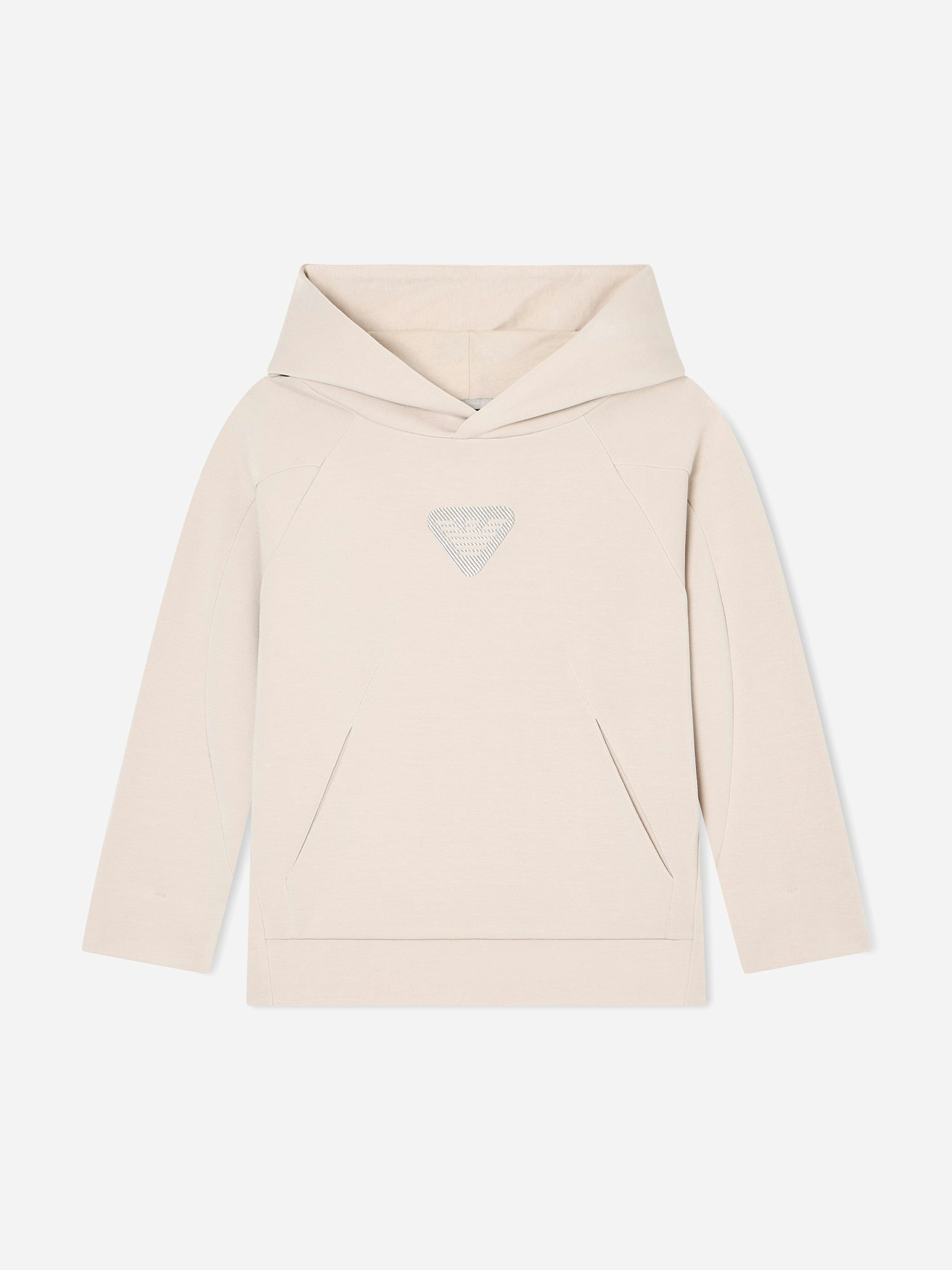 Emporio Armani Boys Ivory Logo Hoodie In - 8 Yrs