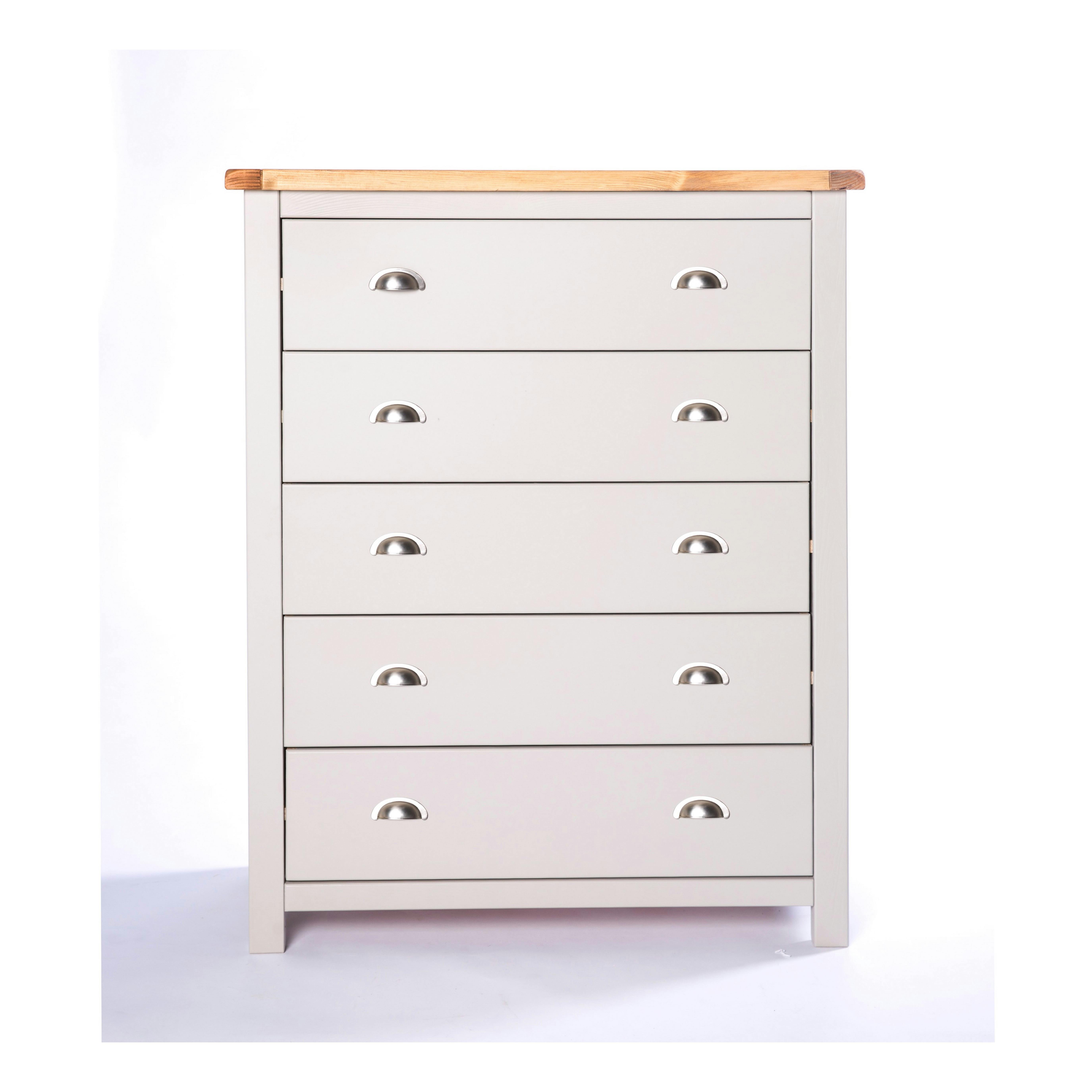 Cabinet Bits Argenta 5 Drawer Chest - Grey / Chrome - Image 4