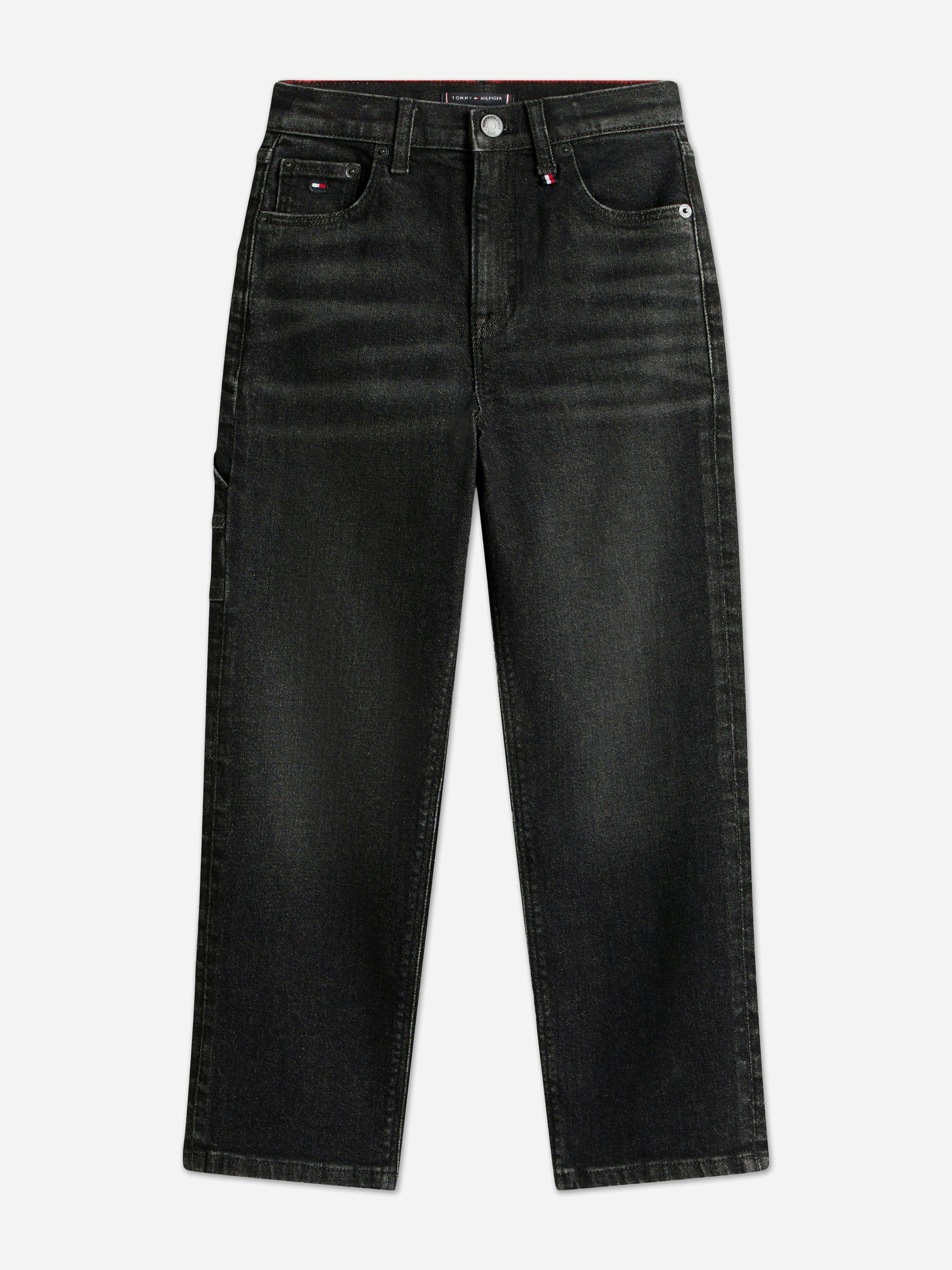 Tommy Hilfiger Boys Black Relaxed Worker Jeans In - 12 Yrs