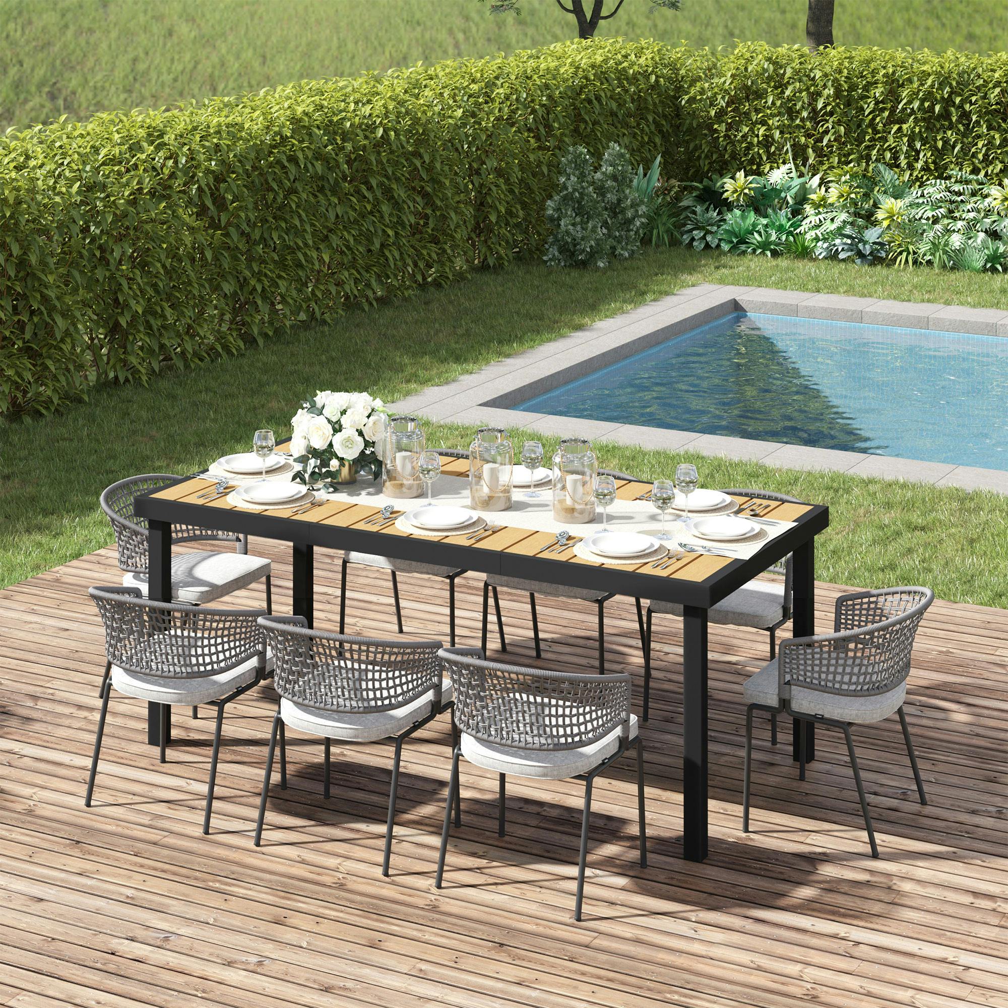 Rackhams Garden Dining Table For 8, Aluminium Frame For Patio, Natural
