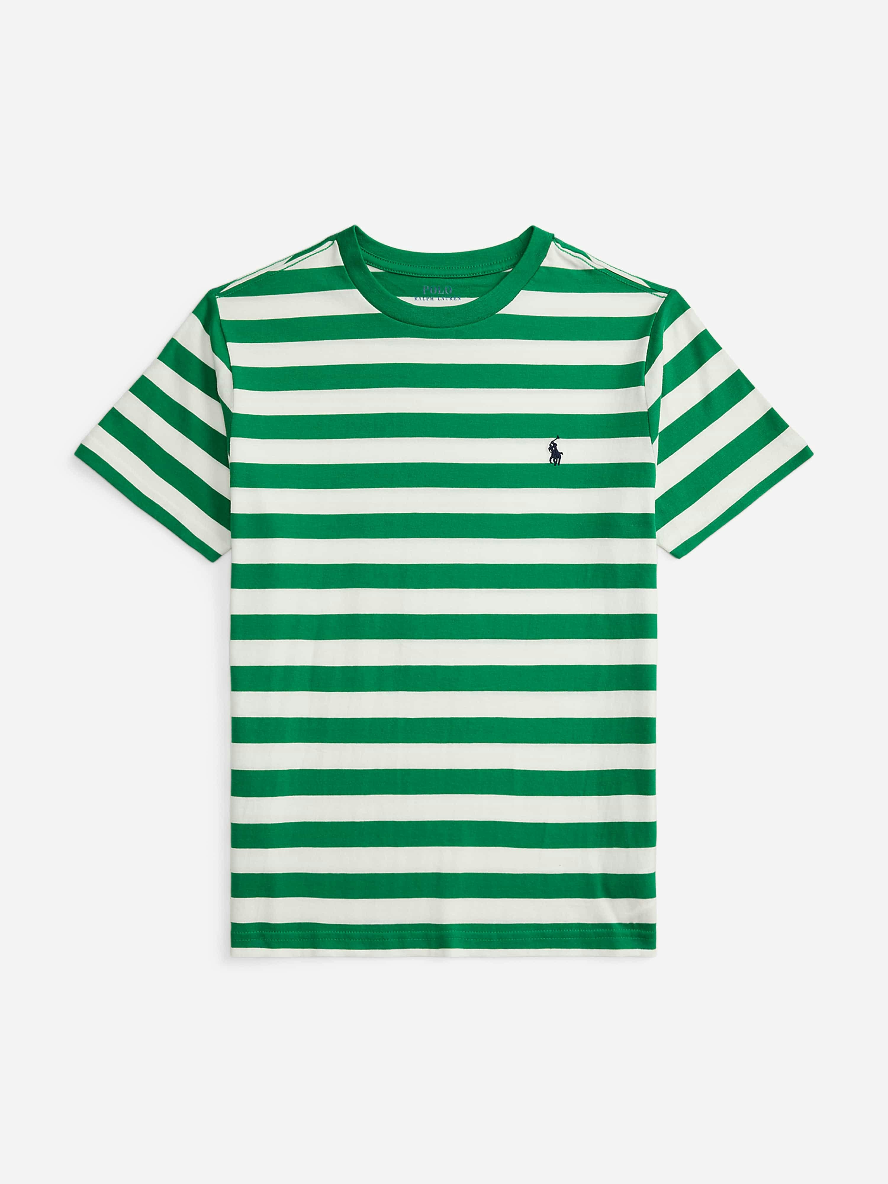 Ralph Lauren Kids Boys Green Ralph Lauren Striped Jersey T-Shirt In - 8 Yrs (S)