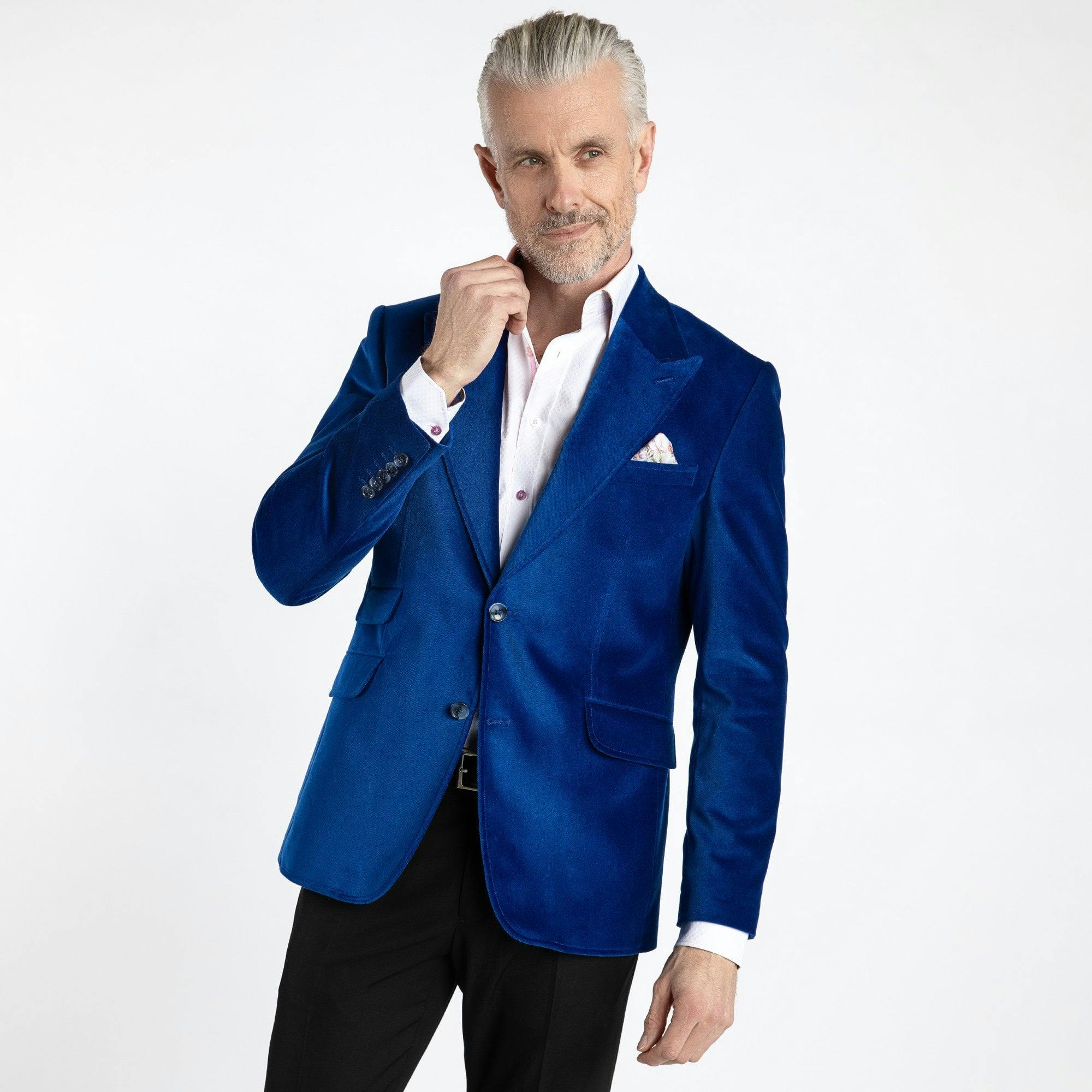 Claudio Lugli Men's Blue Vibrant Velvet Jacket - 48 Uk/ 58 Eu