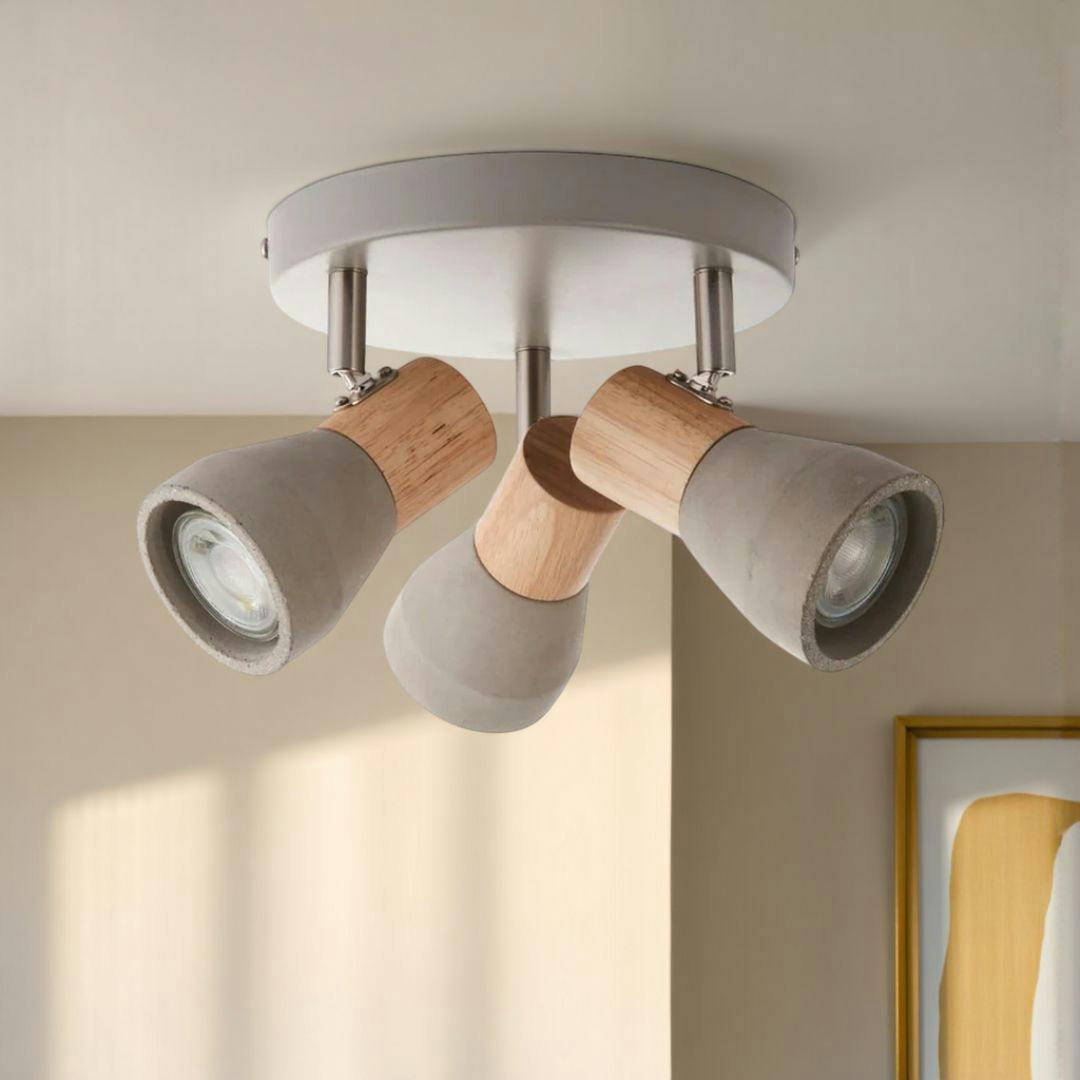 Rackhams Light Stoneleigh 3 Concrete & Wood Effect Ceiling Spot Plate