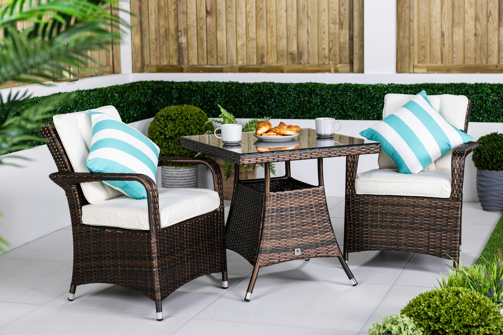 Rackhams Brown Arizona Rattan Garden Bistro Set Patio Table And Chairs - 1