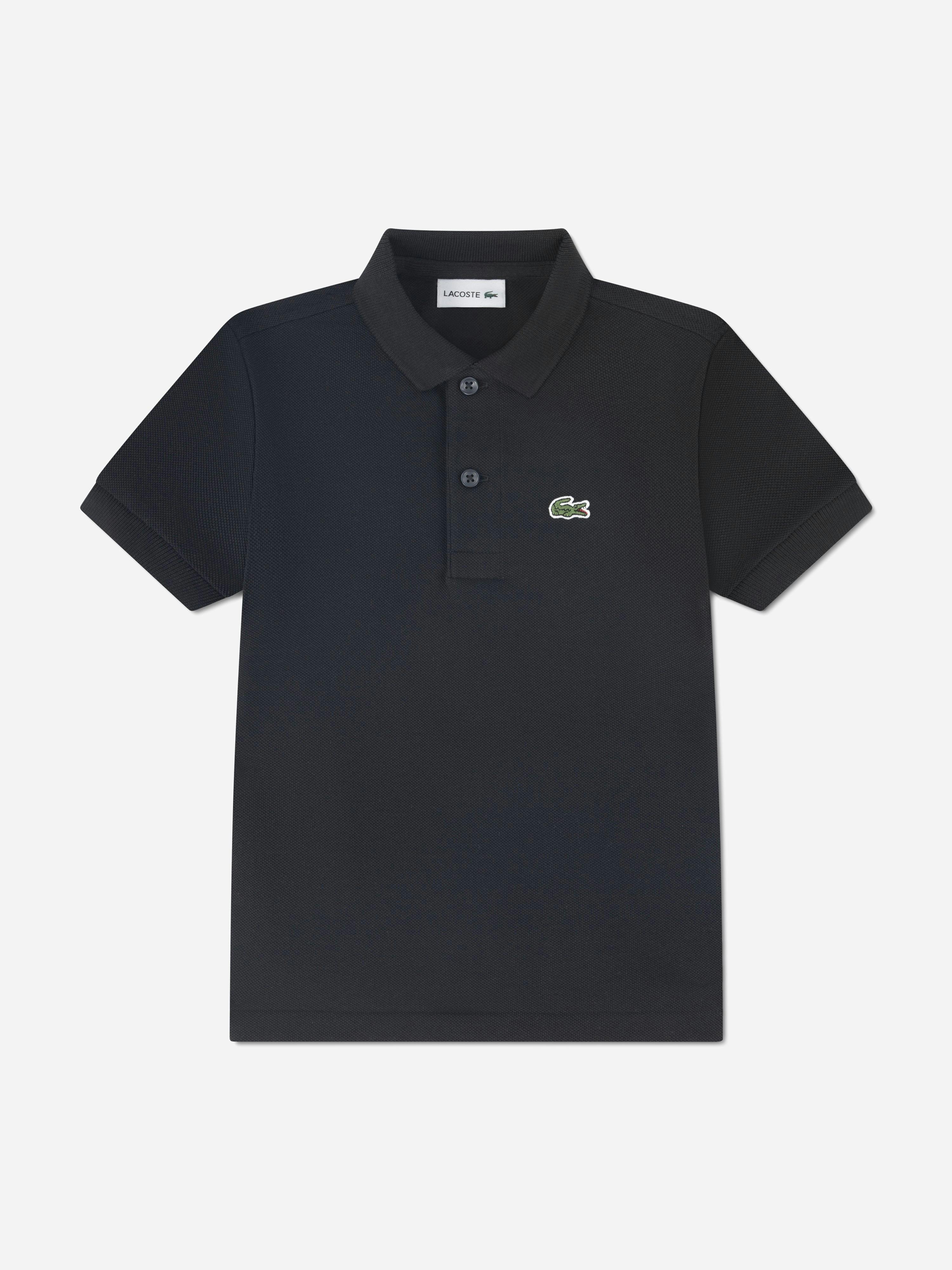 Lacoste Kids Boys Black Lacoste Pique Polo Shirt In - 14 Yrs