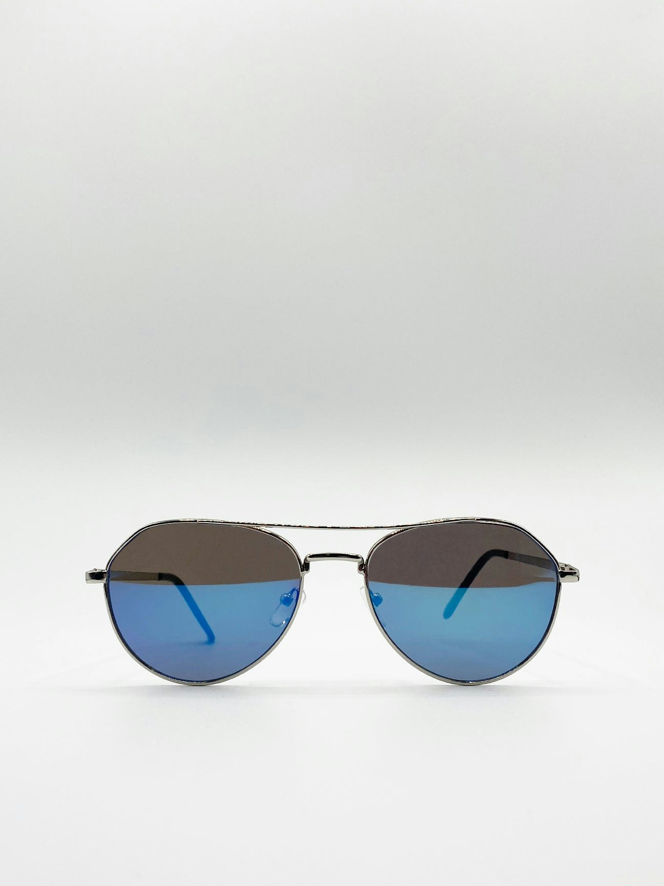 Svnx Silver Aviator Sunglasses With Mirror Lenses - One Size
