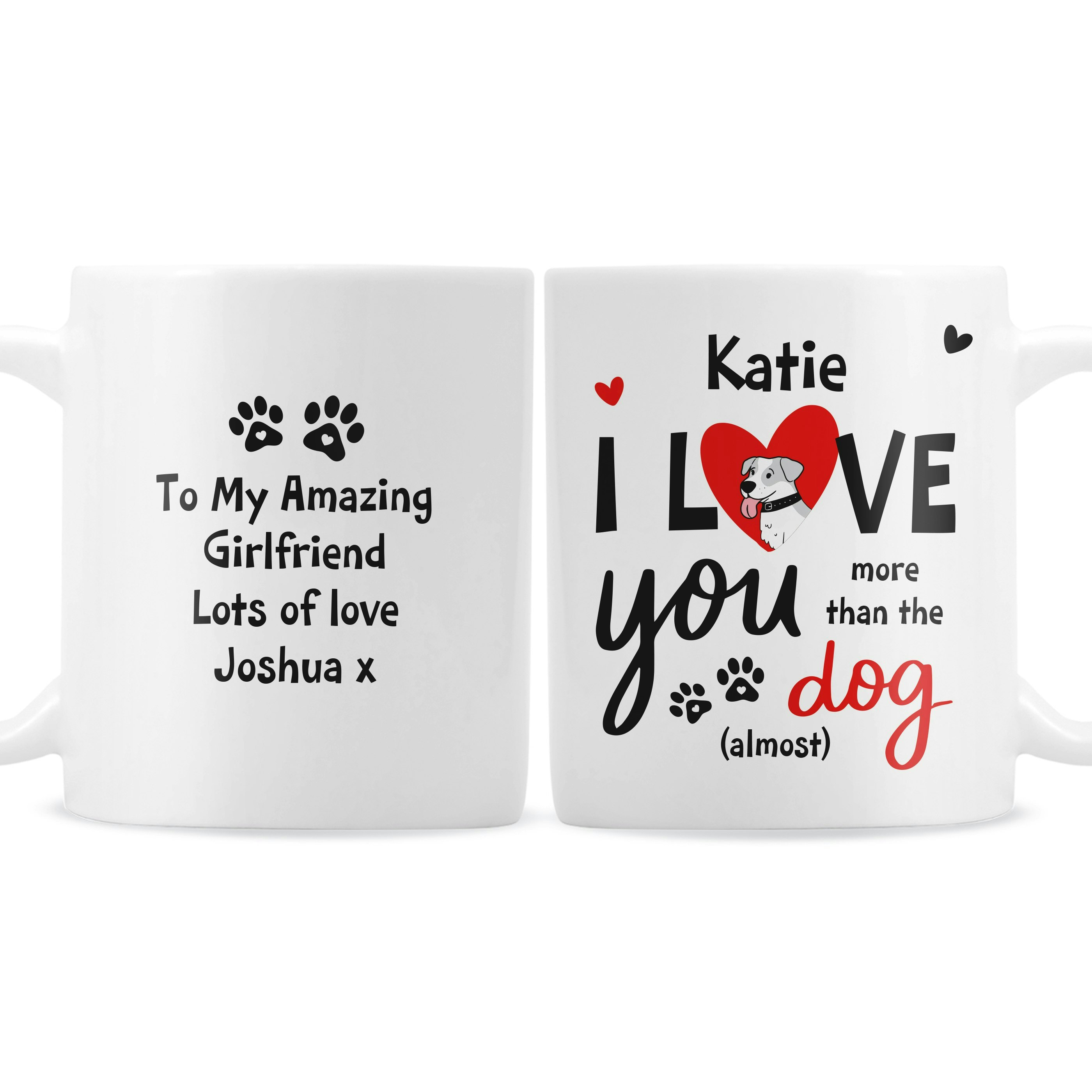 Personalised Memento Company Light Personalised I Love You More Than The Dog Mug