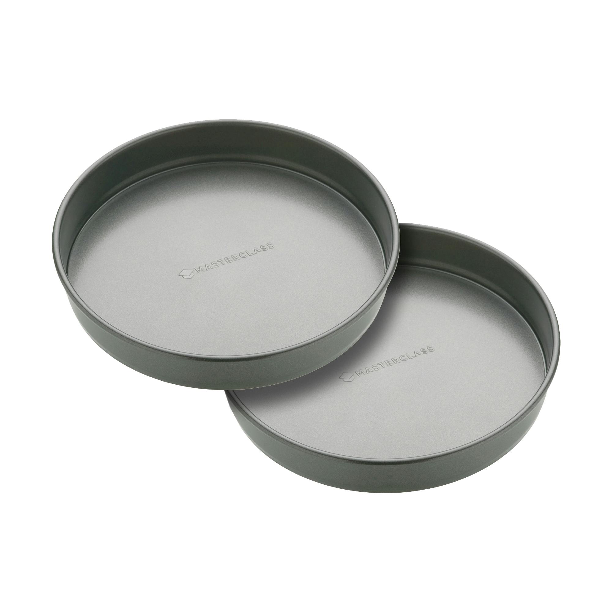 Rackhams Grey Non-Stick Loose Base Sandwich Pans, Set Of 2 Round Carbon Steel Baking Cake Tins, 23Cm - Carbon Steel - Baking Tin