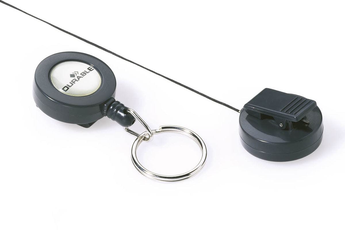Durable Black Secure Retractable Keyring Badge Reel For Ids & Keys | 10 Pack |