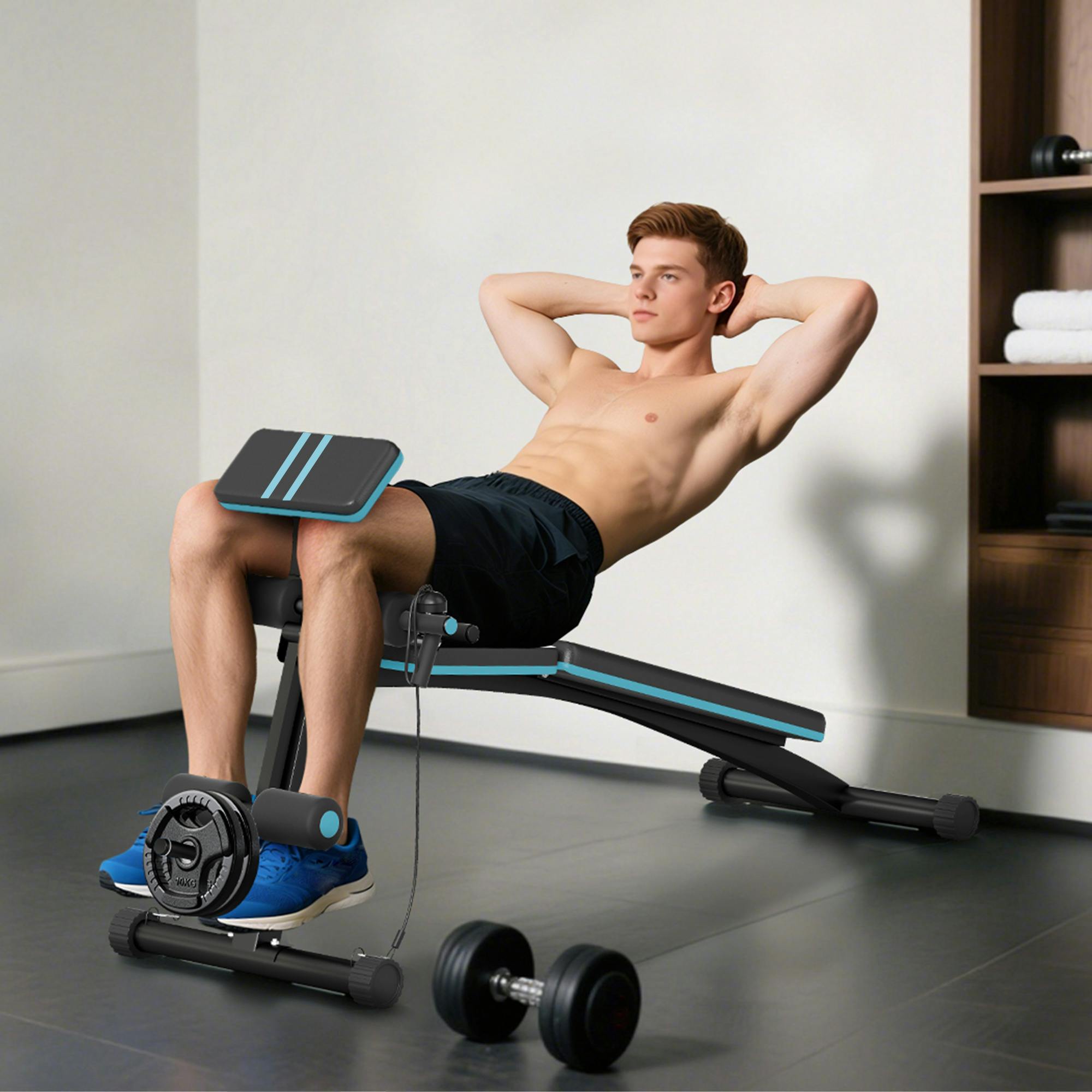 Homcom Unisex Black Foldable Dumbbell Bench Weight Training, 7 Incline Adjustable In - Image 7