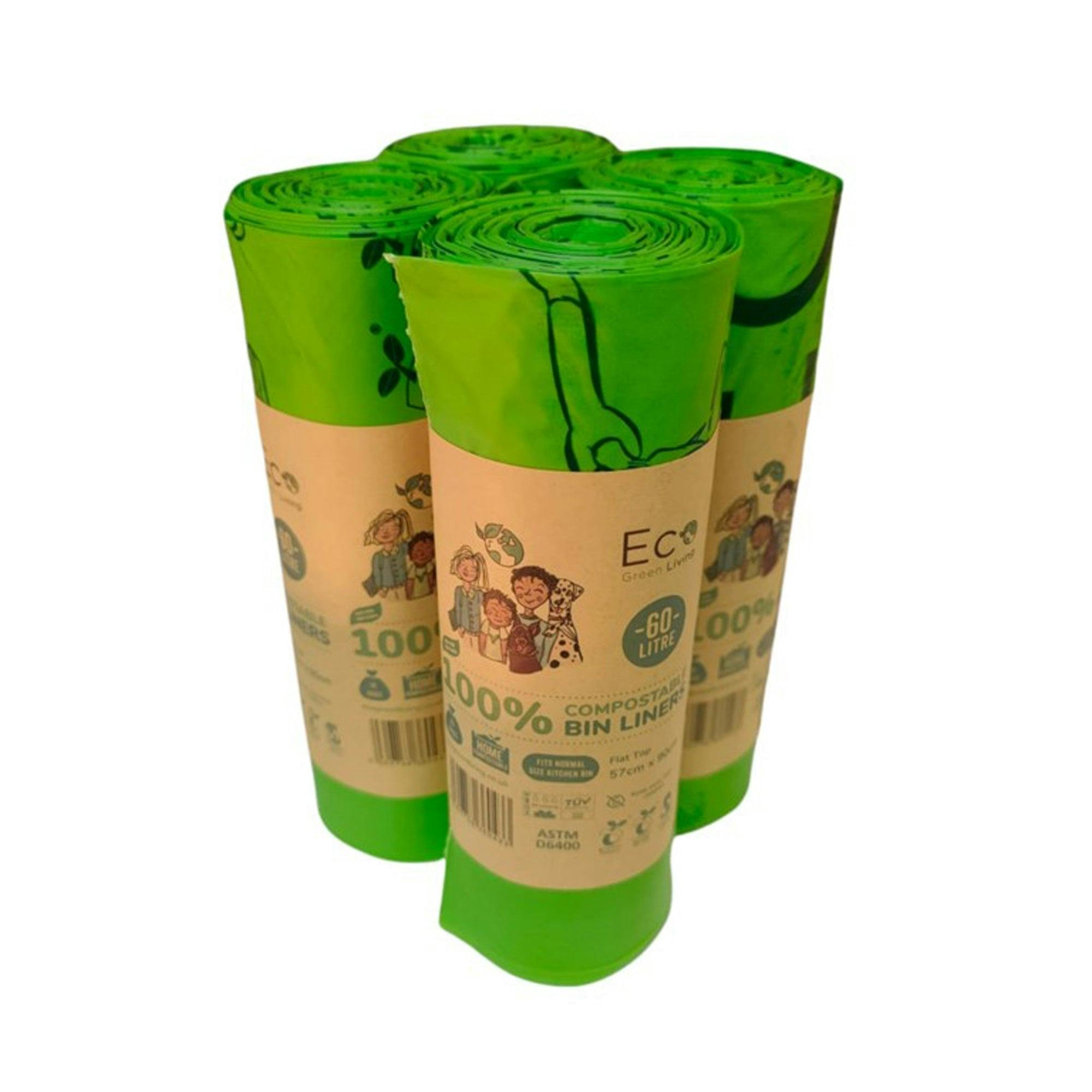 Rackhams Green 60L Compostable Waste Bags | 4 Rolls Of 10 Bags | Eco Living