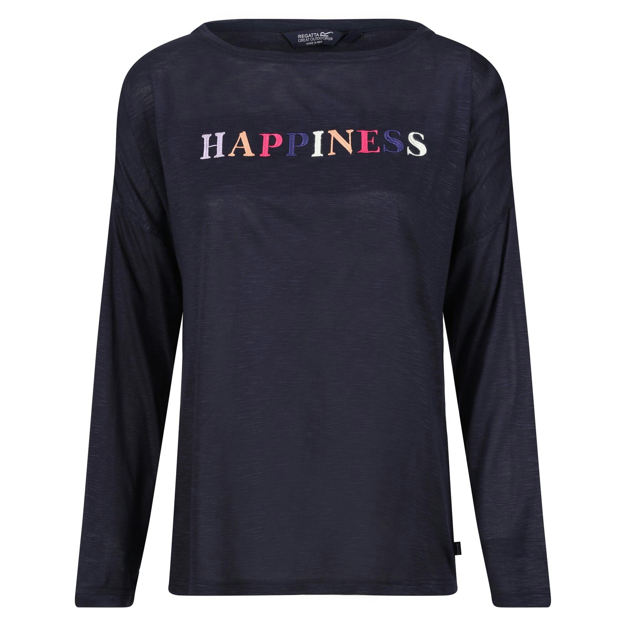 Regatta Women's Light Carlene Happiness Long-Sleeved T-Shirt - Navy - Navy - 8 Uk - 60% Cotton/40% Polyester