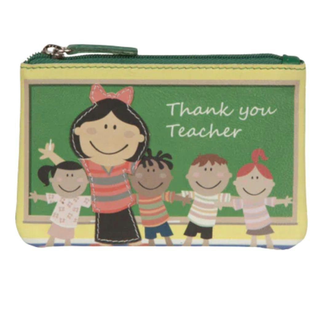 Mala Leather Pinky Thank You Teacher Coin Purse - One Size - Thank You - Multi