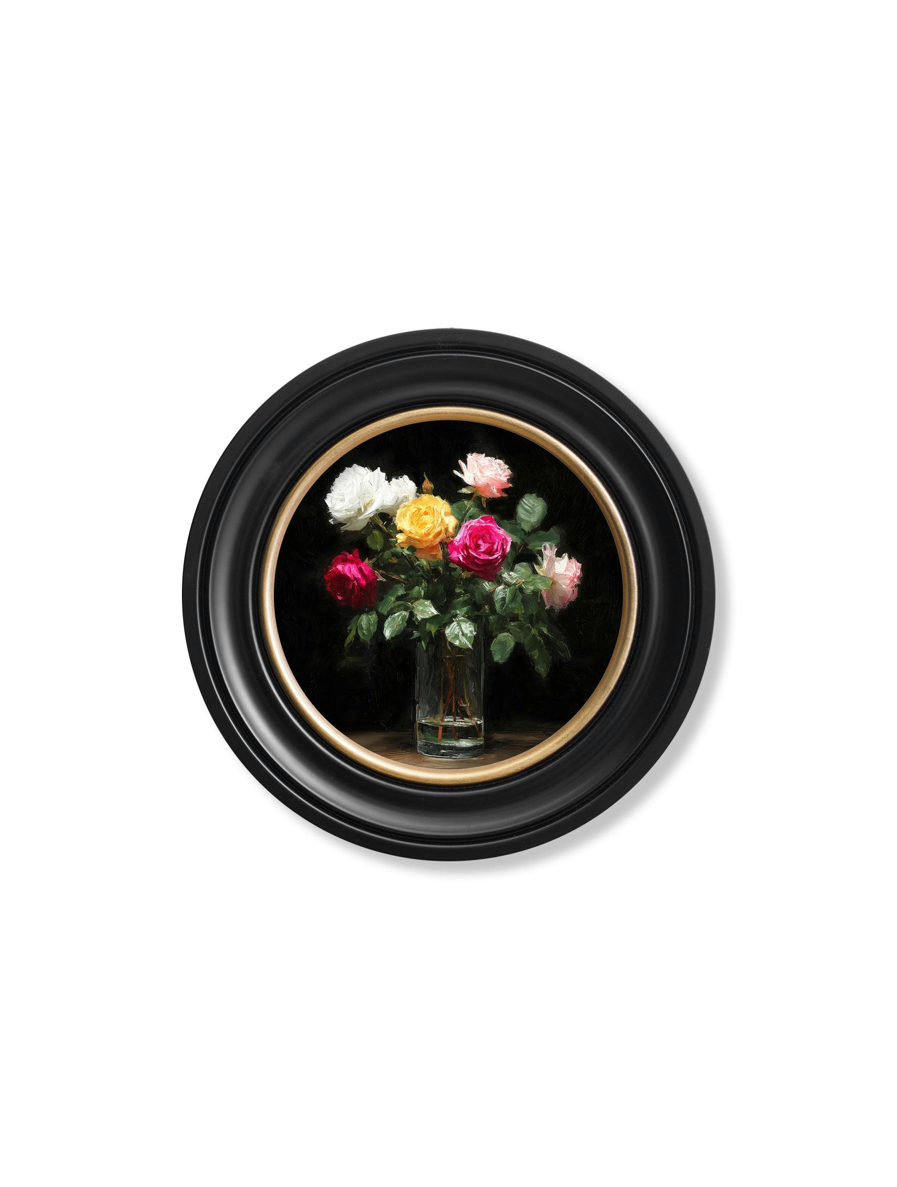 Rackhams Dark Garden Roses After - Oxford Round Frame - Roses After - 44 X 44 Cm