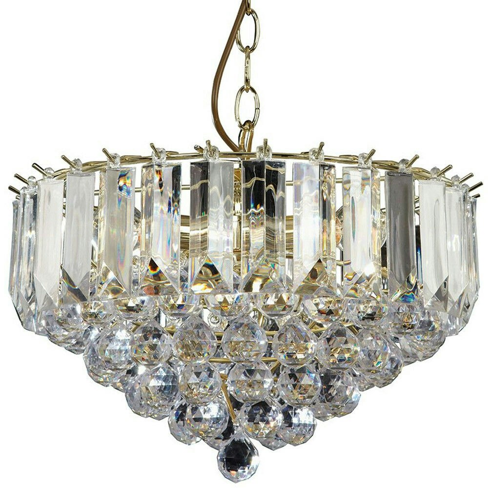 Rackhams Light Chandelier Pendant Brass & Clear Shade Hanging Ceiling Feature Lamp Bulb Size 3